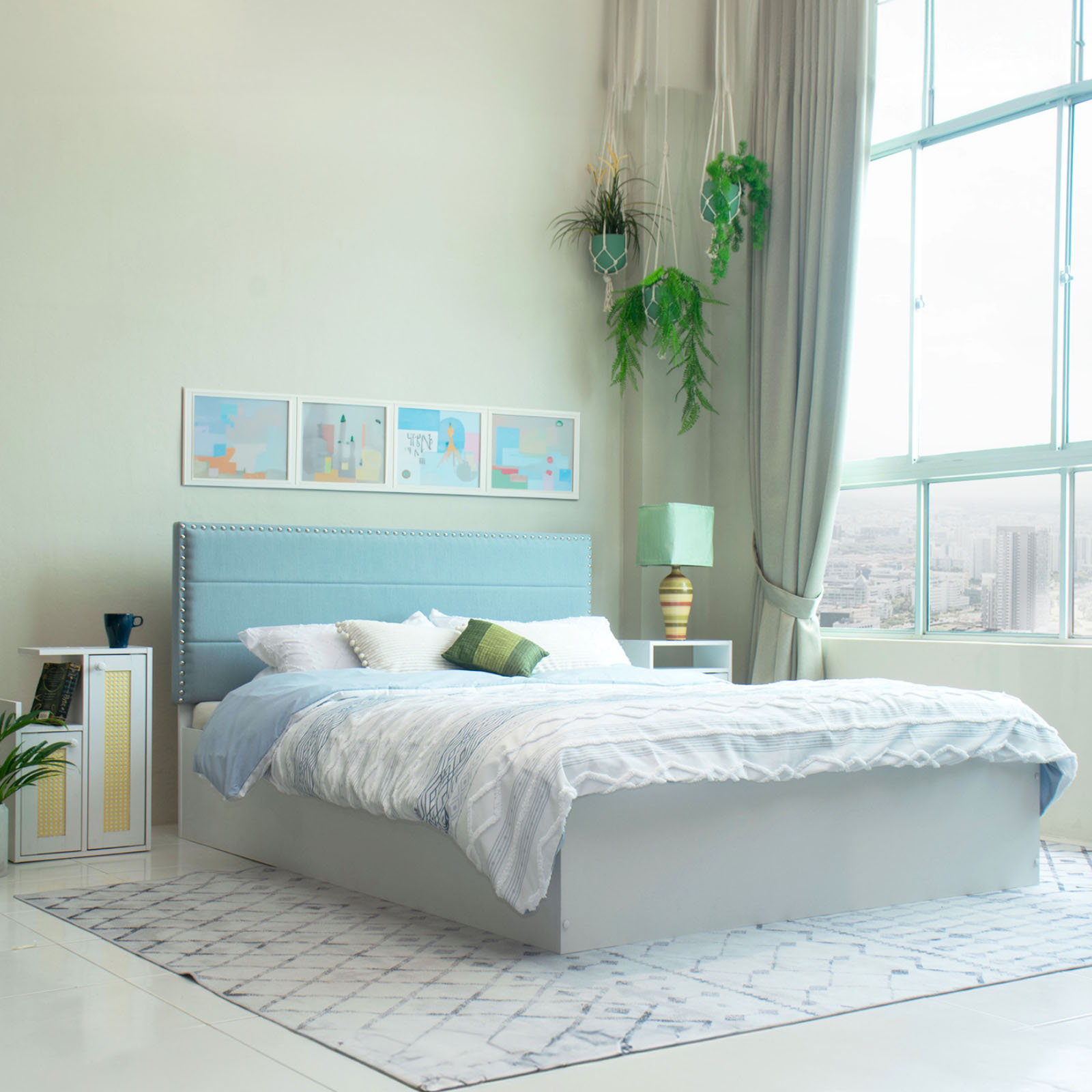 Samadhi Bed With Premium Leatherette Fabric And Hydraulic Storage - Queen Bed