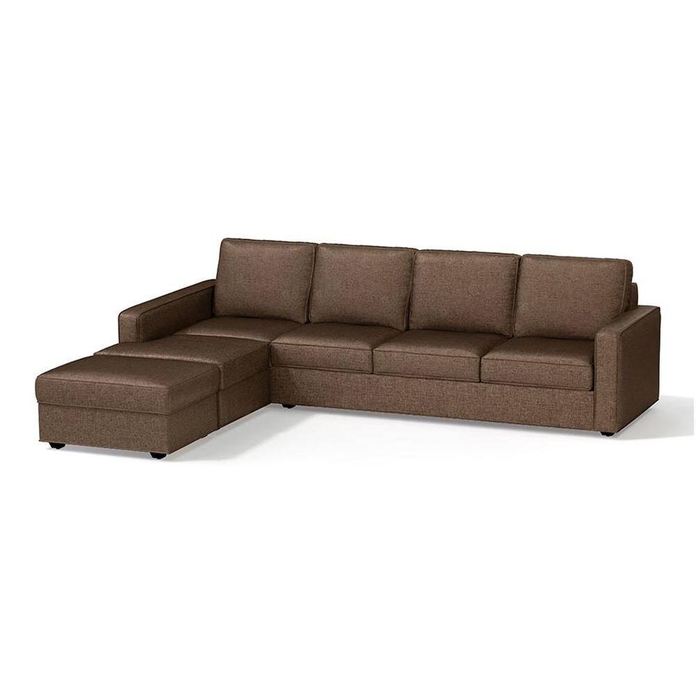 Apollo Compact Sofa (Colour : Mocha, Cushion : Soft, Back Type : Regular, Seating Capacity : Left Aligned 3 Seater + Left Aligned Chaise + Ottoman)