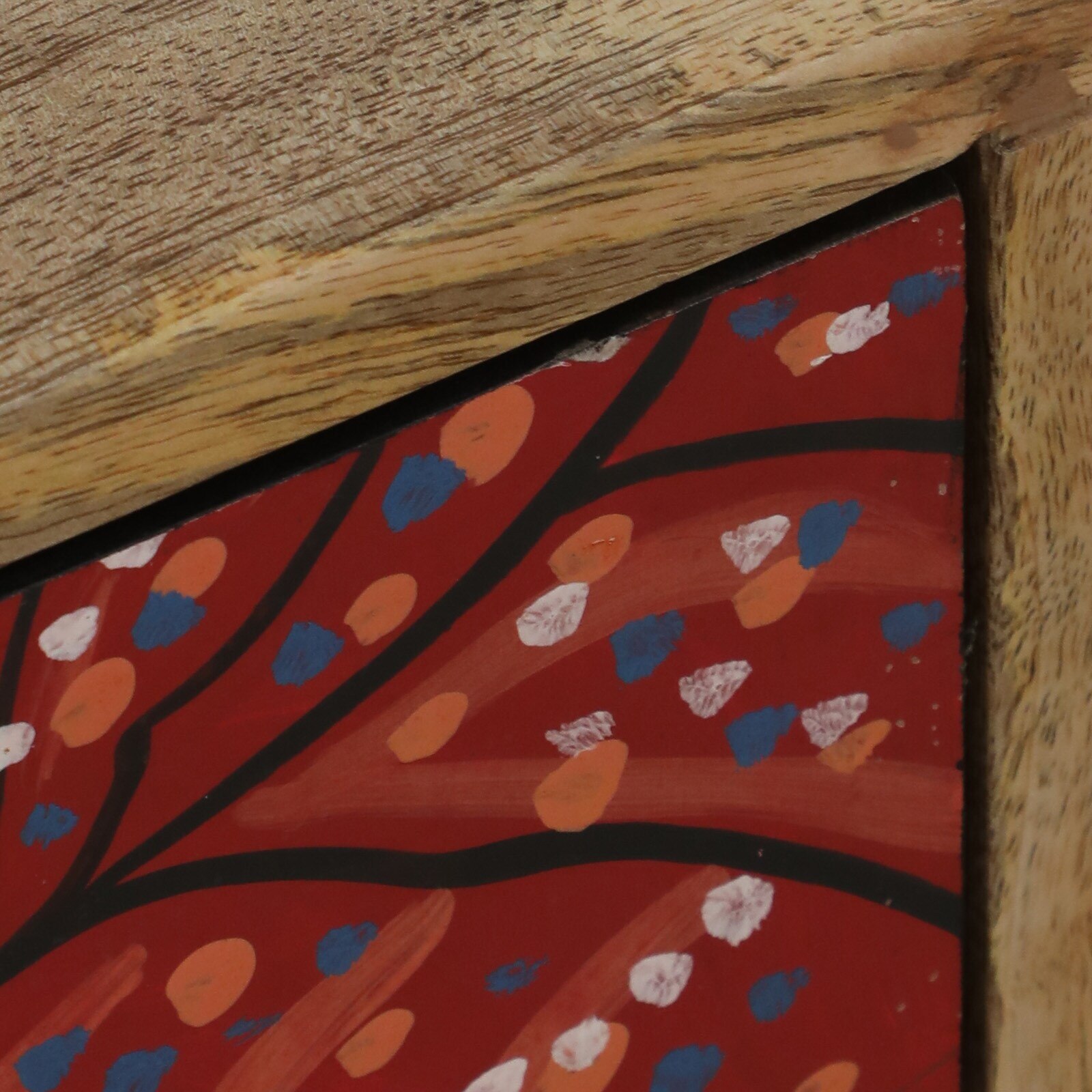 Mario Mango Wood Hand Painted Multicolour 1 Door Small Cabinet In Natural Finish