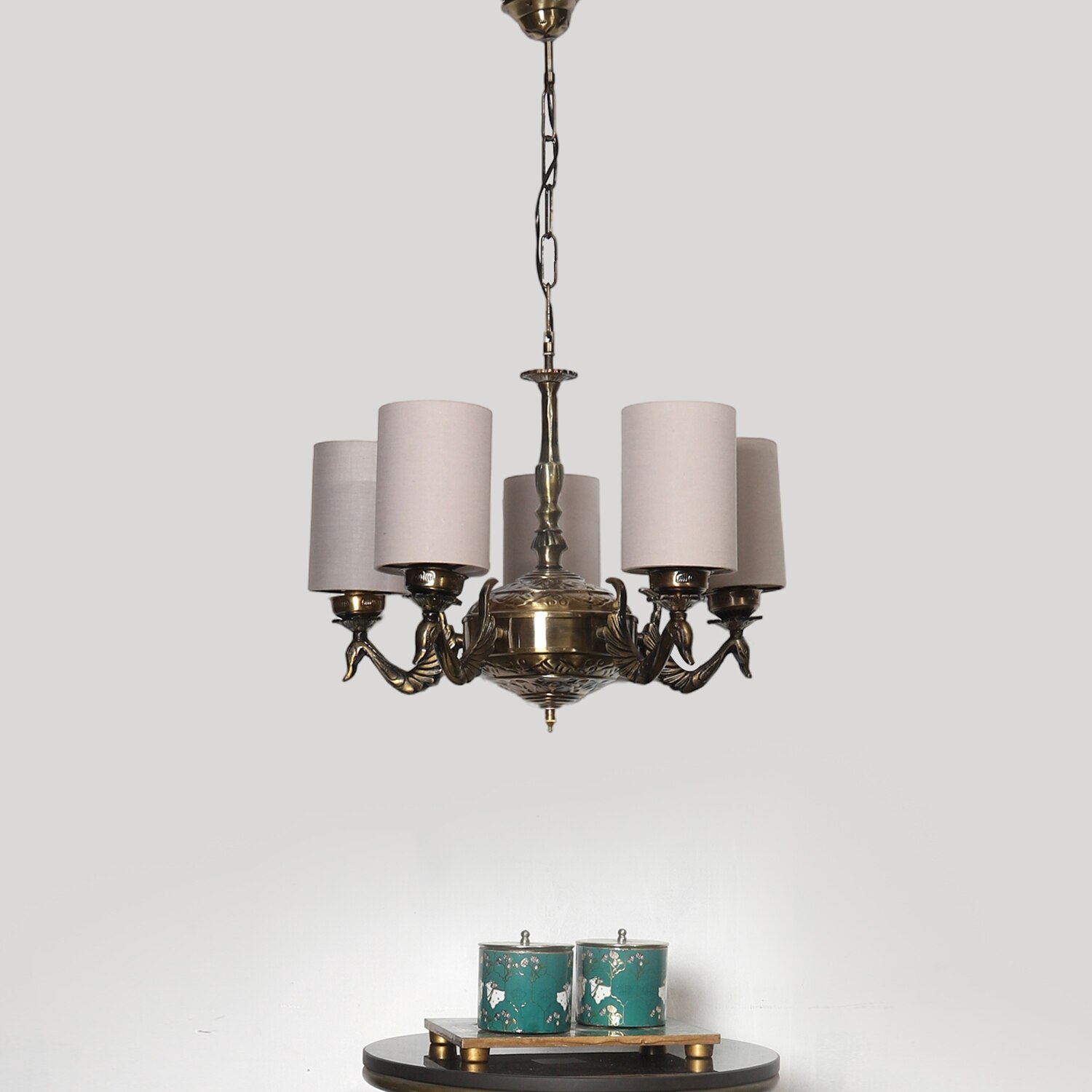 Devansh Dual Gold  Antique Wall Mounted Lamp With Beige Jute Shade