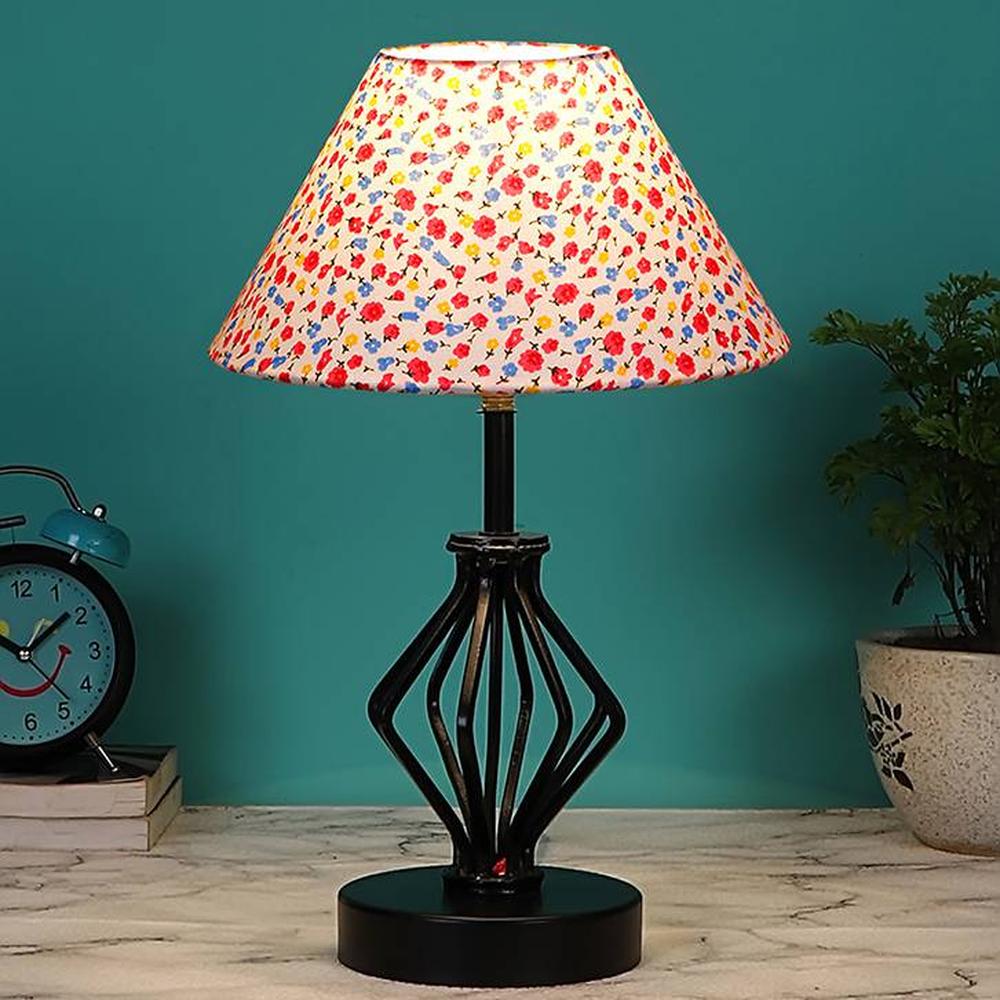 Daphne Multicolor cotton Table lamp with Iron Base