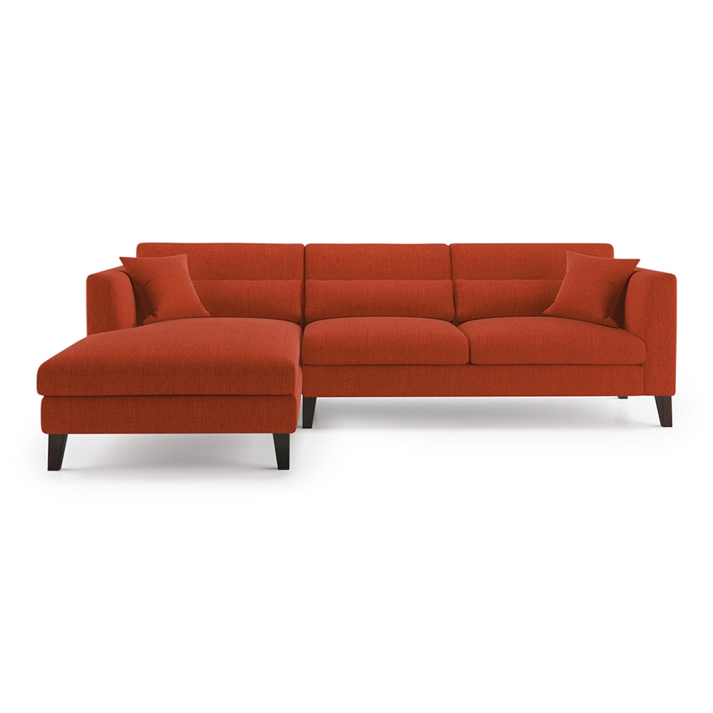 Lewis Sectional Sofa (Colour : Lava, Cushion : Hard, Seater : Left Aligned 3 Seater + Left Aligned Chaise) - Urban Ladder