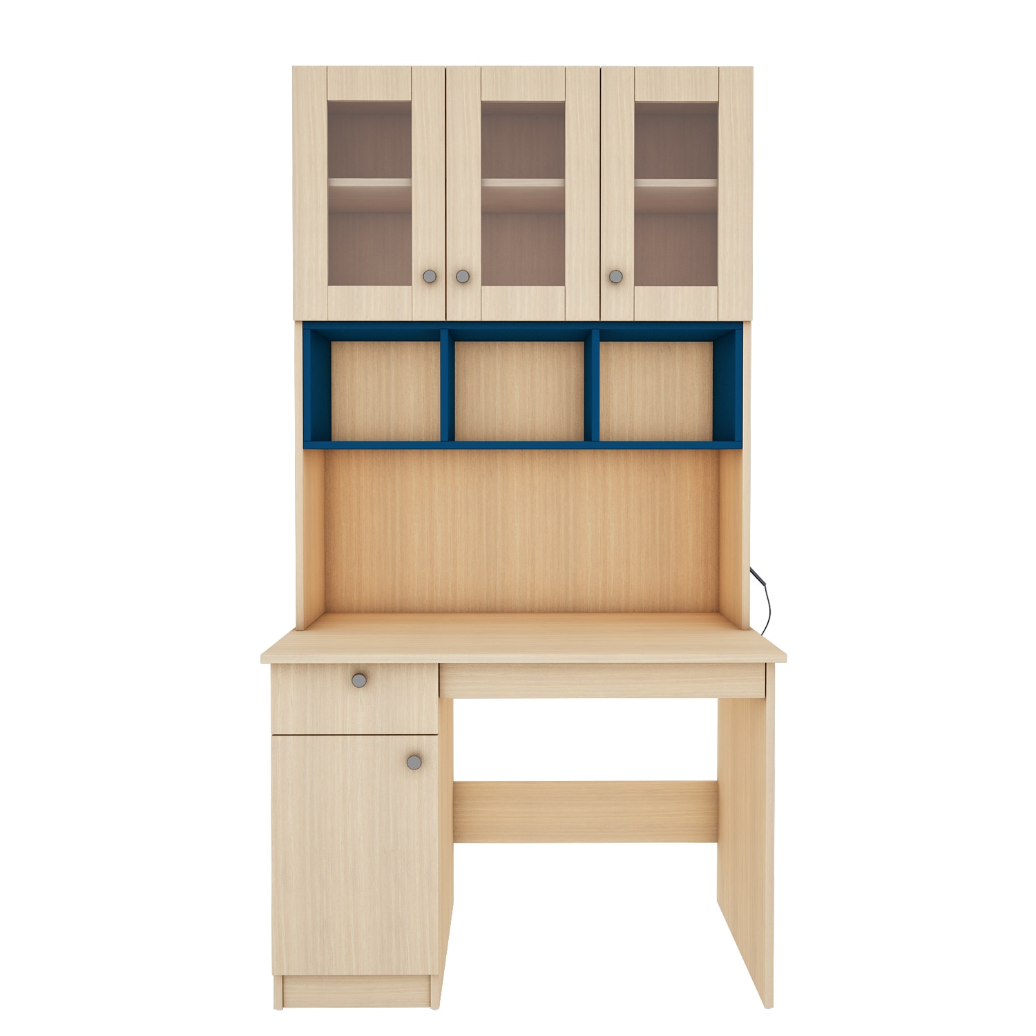Swotty Study Table With Storage Blue And Beige Teak - Woodbuzz