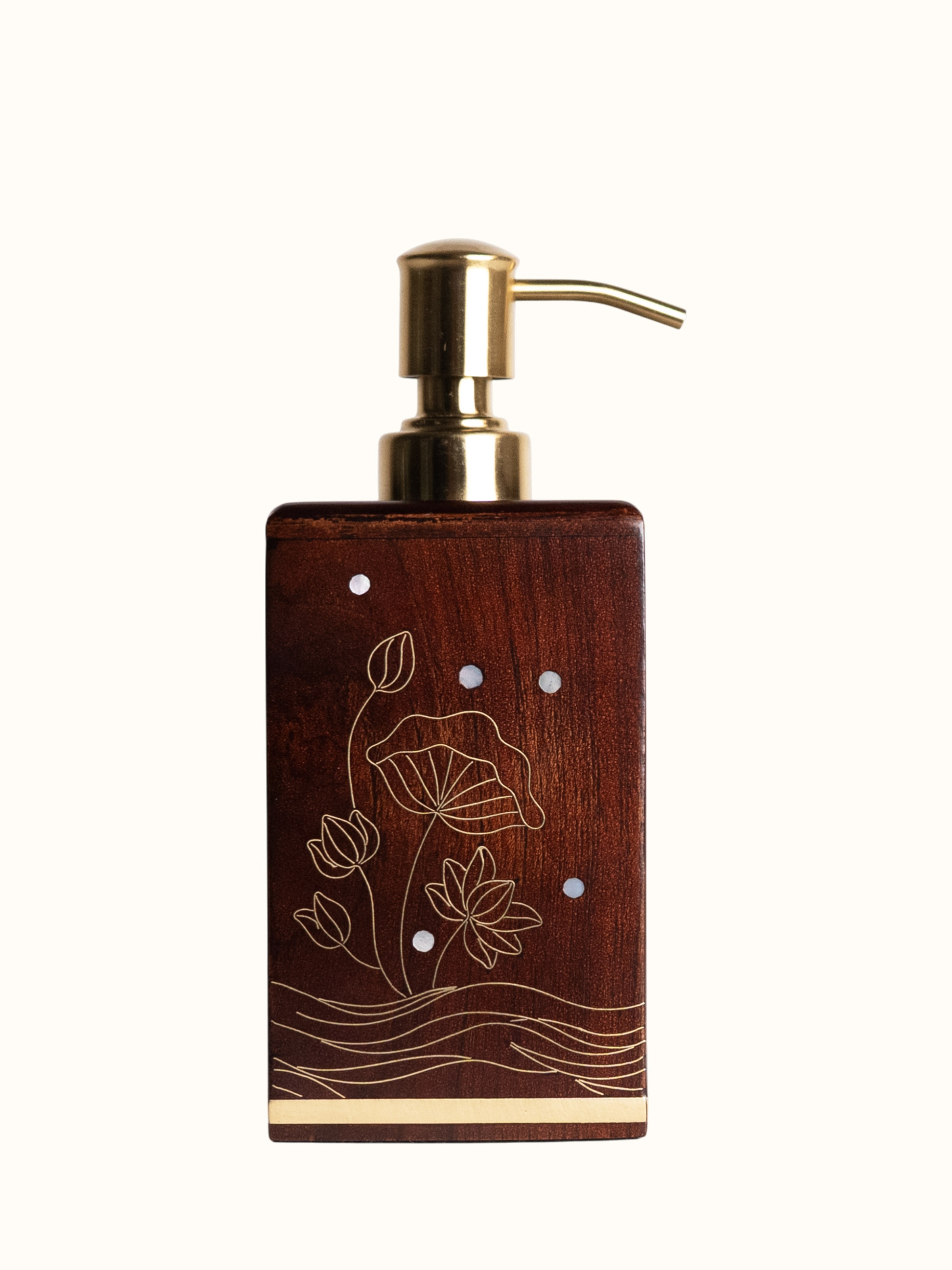 Kamal Tarkashi Teak Wood Soap Dispenser