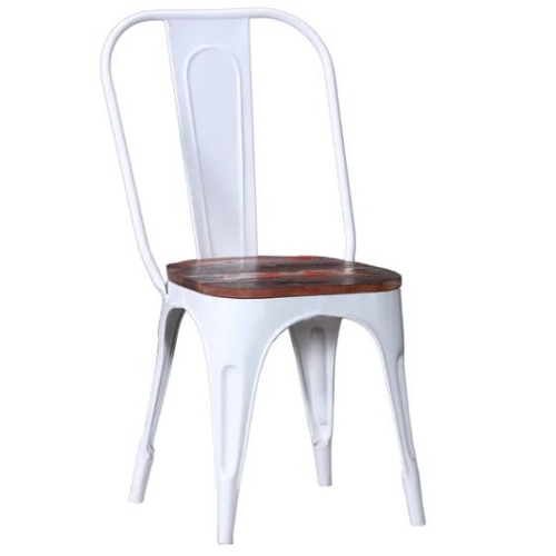 Albus Iron Dining Chair in White Colour