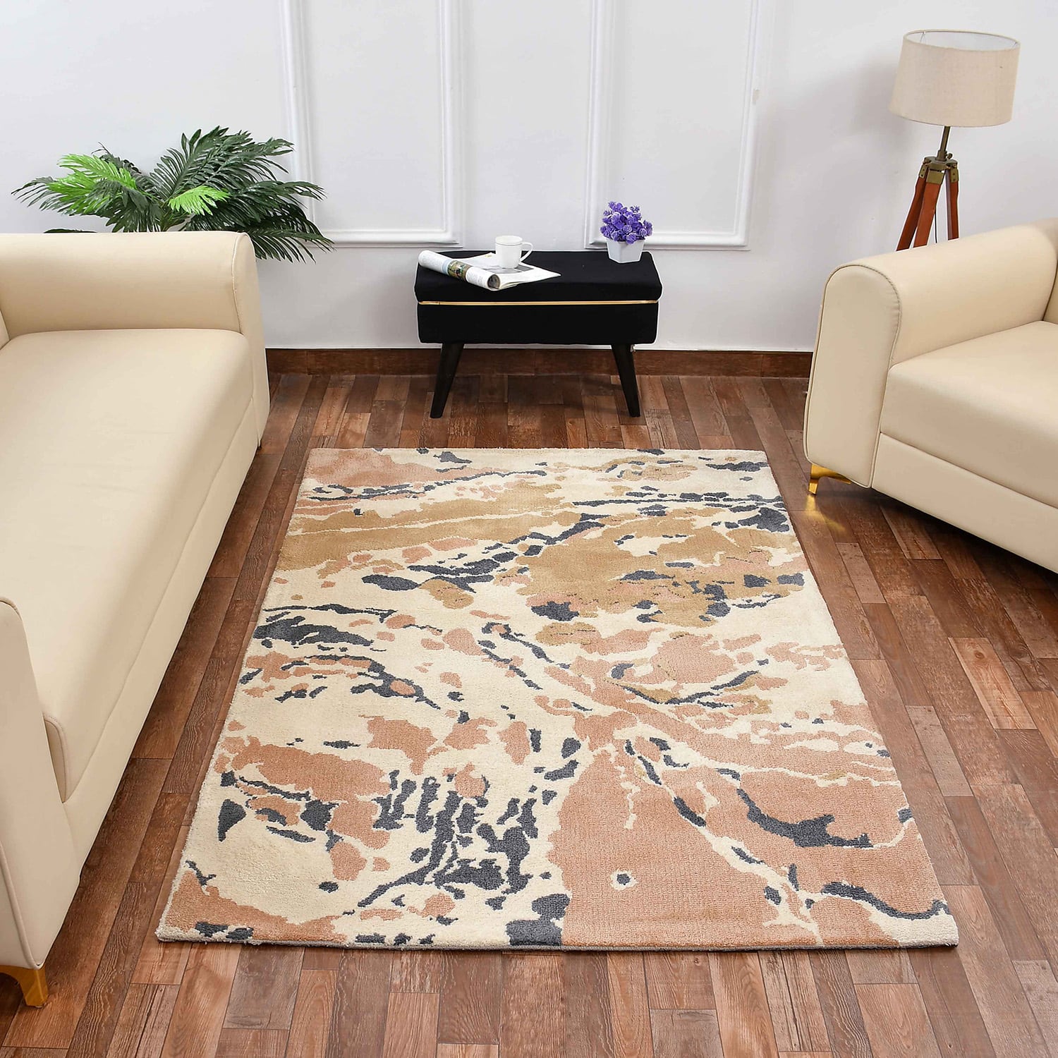 Multicolor Abstract Machine Made Polyester 3 X 5 Feet Carpet