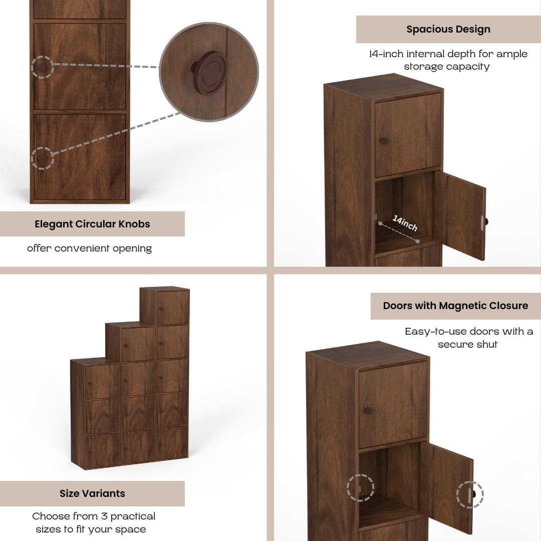 Calcio 4-Tier Engineered Wood Wardrobe In Brown Maple Finish