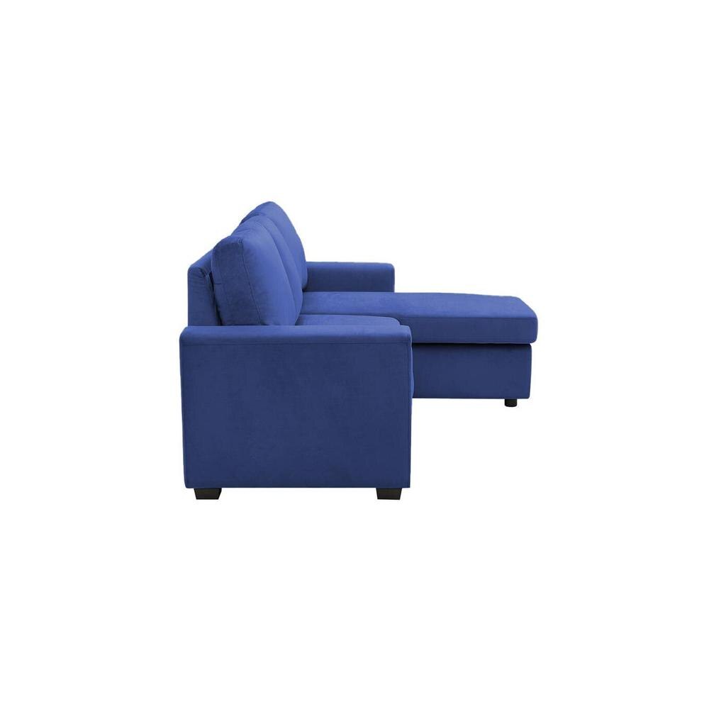 Solace Solid Wood Sofa cum Bed in Navy Blue