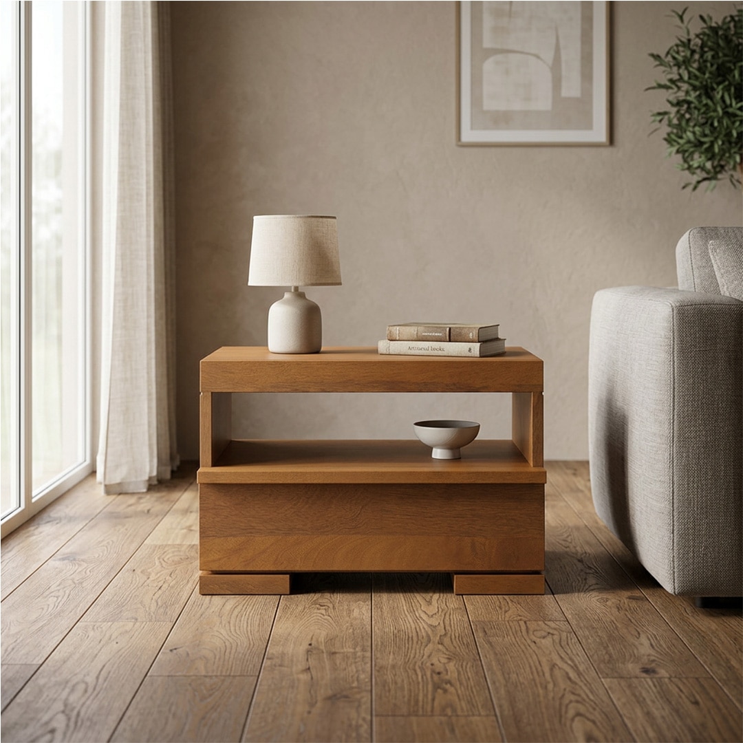 Ohio Bedside Table in Amber Walnut Finish