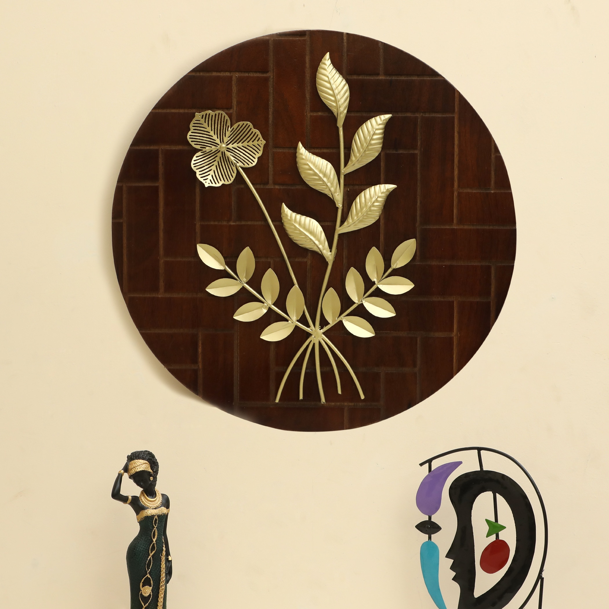 W-Banyu Abstract Metal Wall Decor in Gold Set of 1