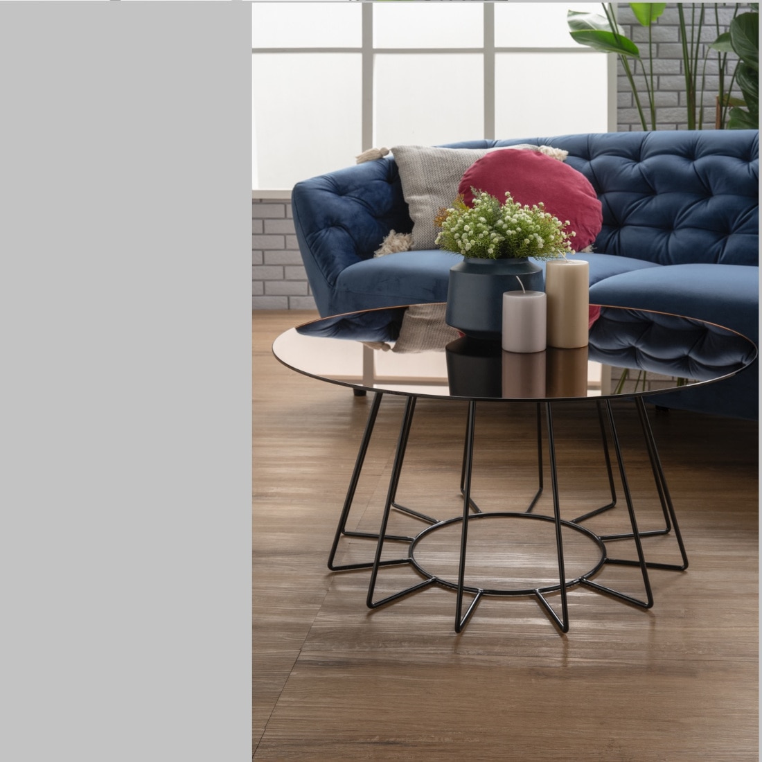 Scandinavian Cyrus Round Coffee Table Matte Black Finish - Nestnordic