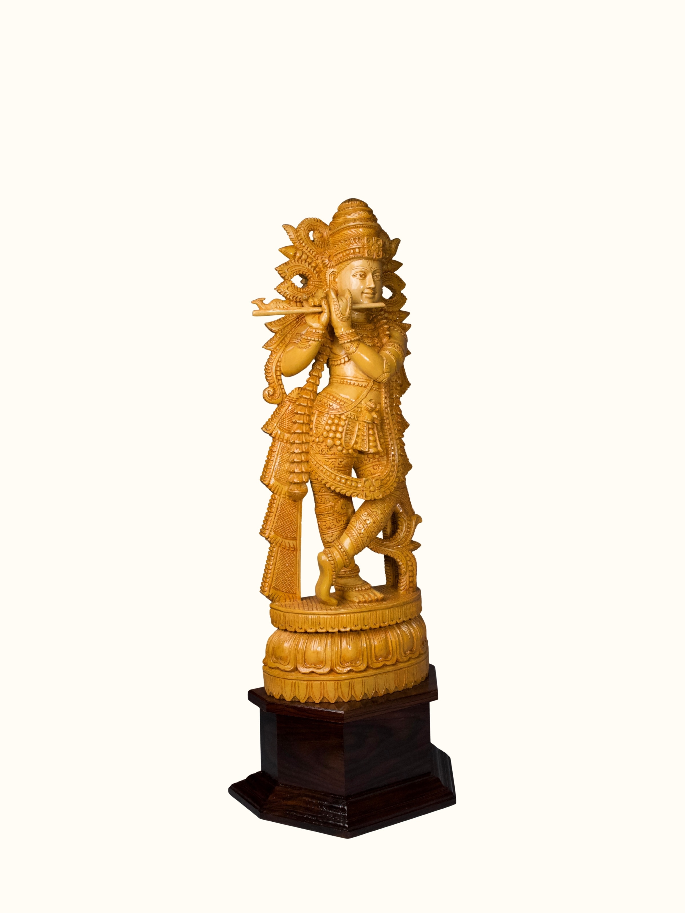 Wood Carved Krishna Idol