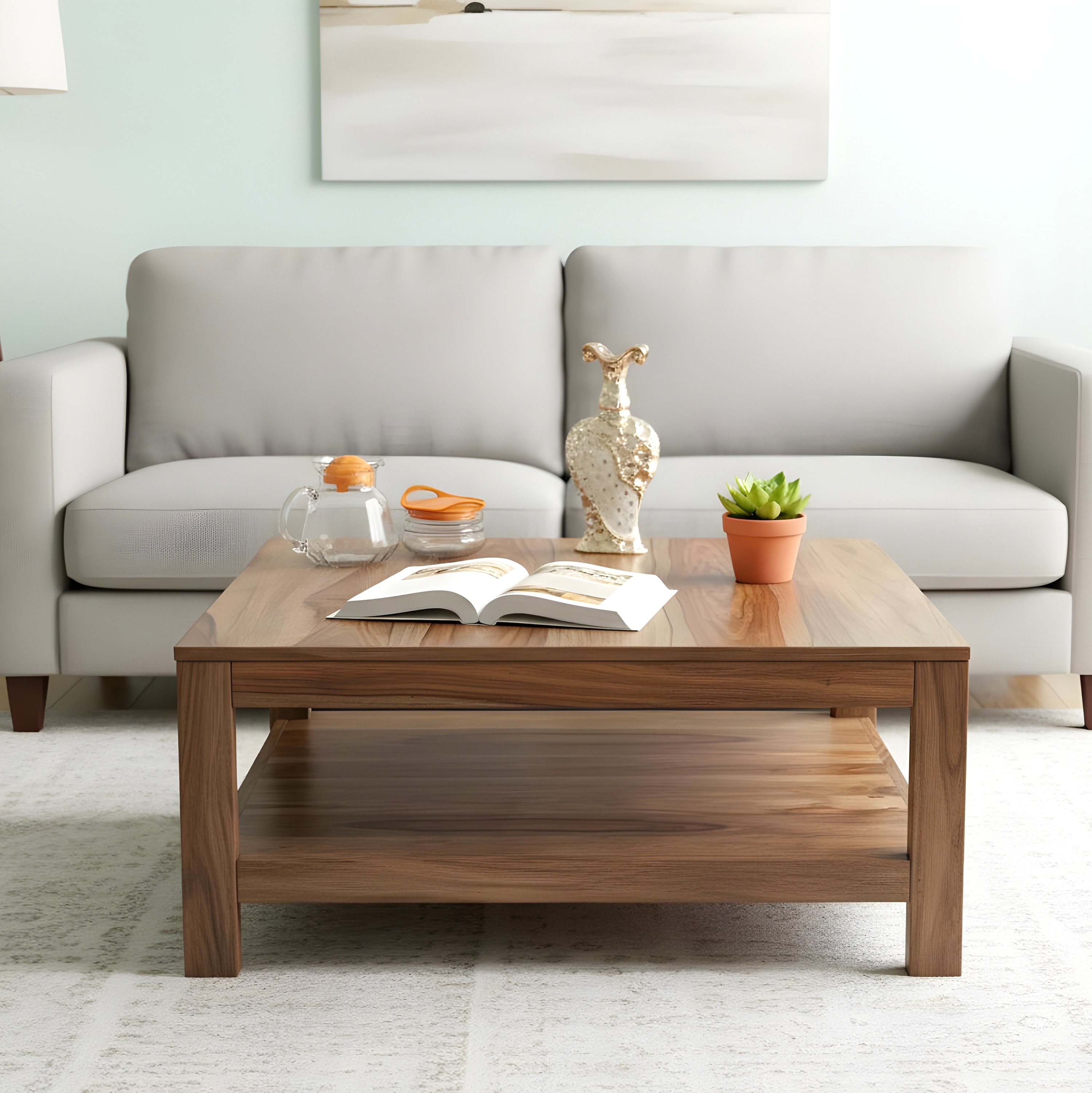 Turin Sheesham Wood Coffee Table In Teak Finish