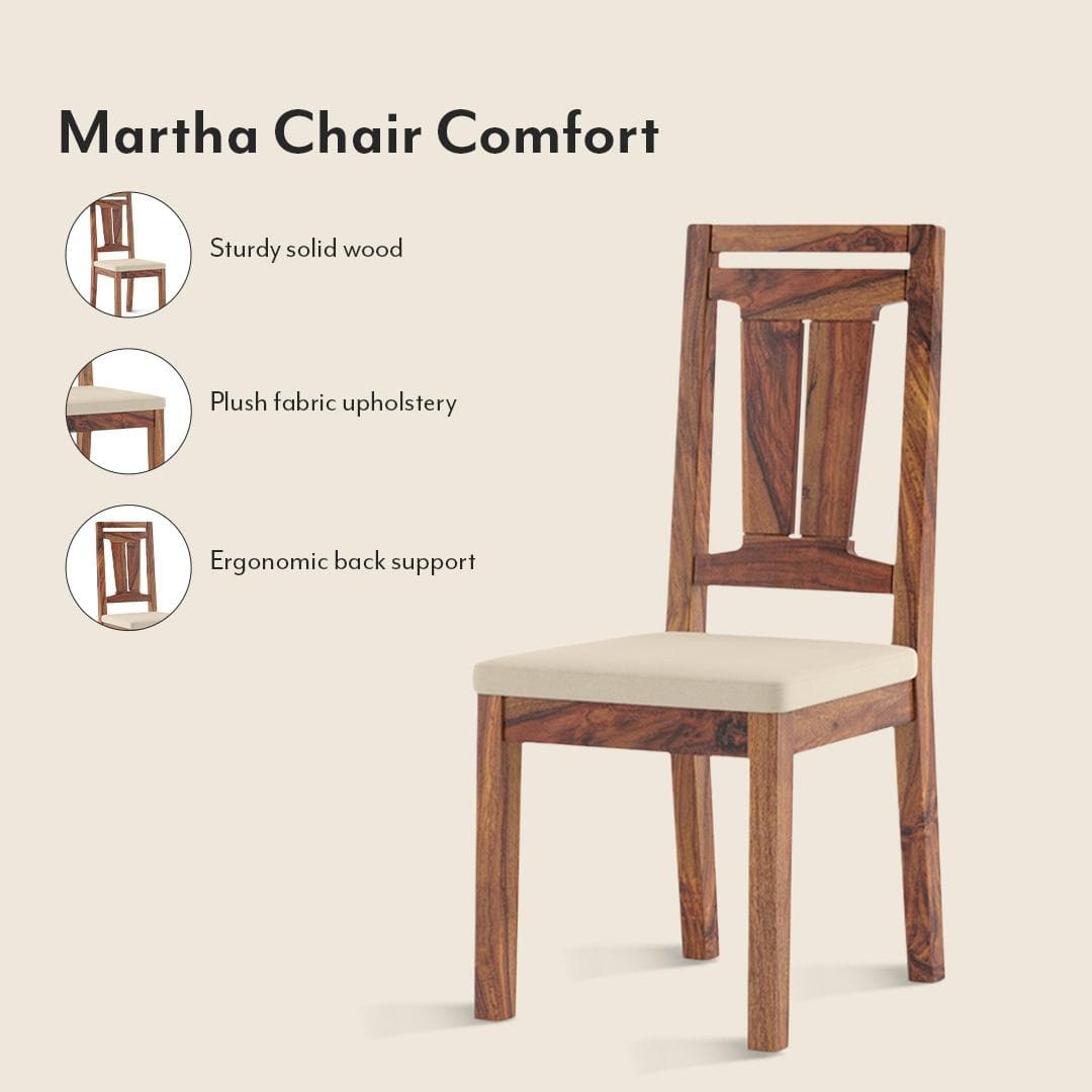 Catria - Martha 4 Seater Dining Table Set (Colour- Wheat Brown , Finish- Teak)