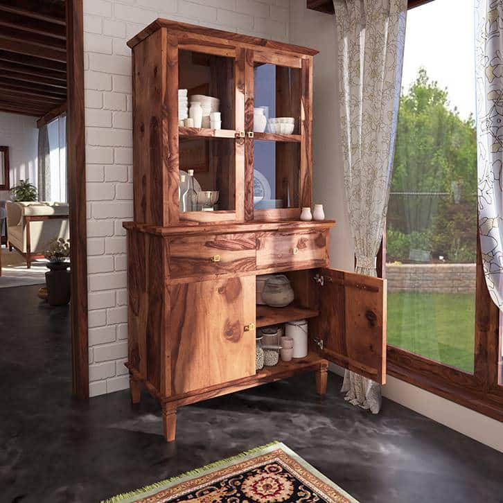 Malabar Crockery Unit (Finish: Teak) - Urban Ladder