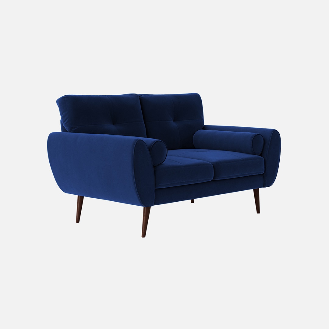 Faro Velvet 2 Seater Sofa in Navy Blue Colour