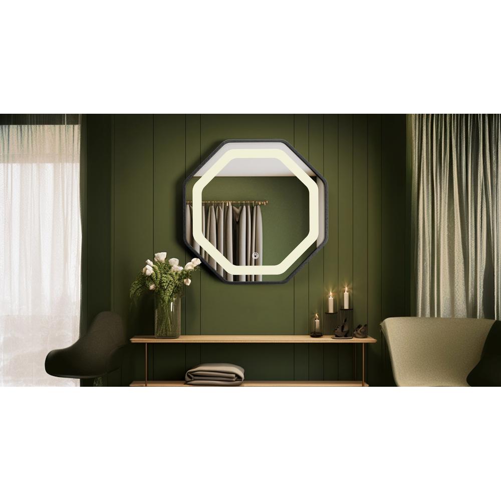 Aluminium LED Octagon Decorative wall mirror by elegant arts and frames (Mirror size 700mm)