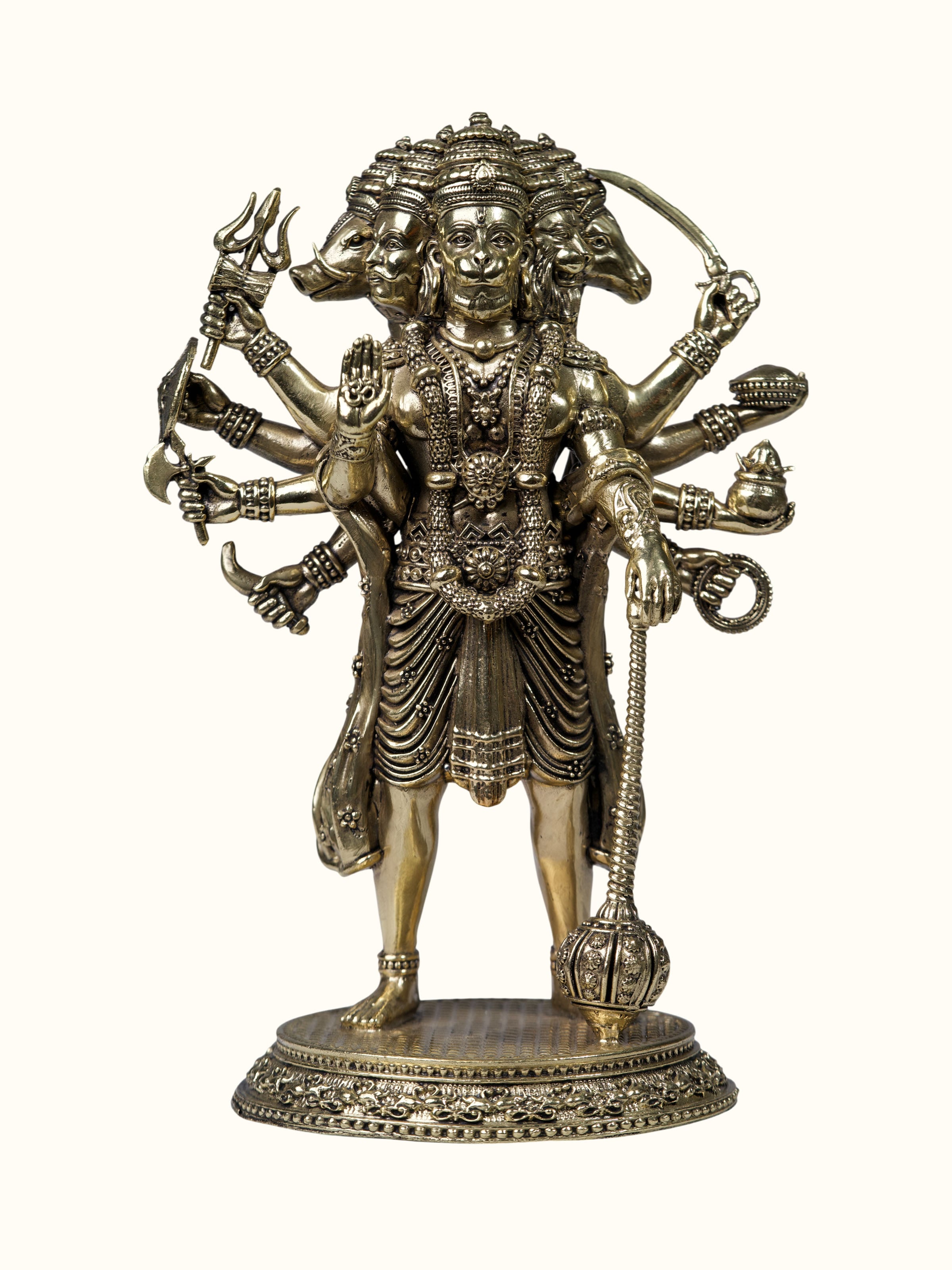 Brass Panchmukhi Hanuman Standing Idol