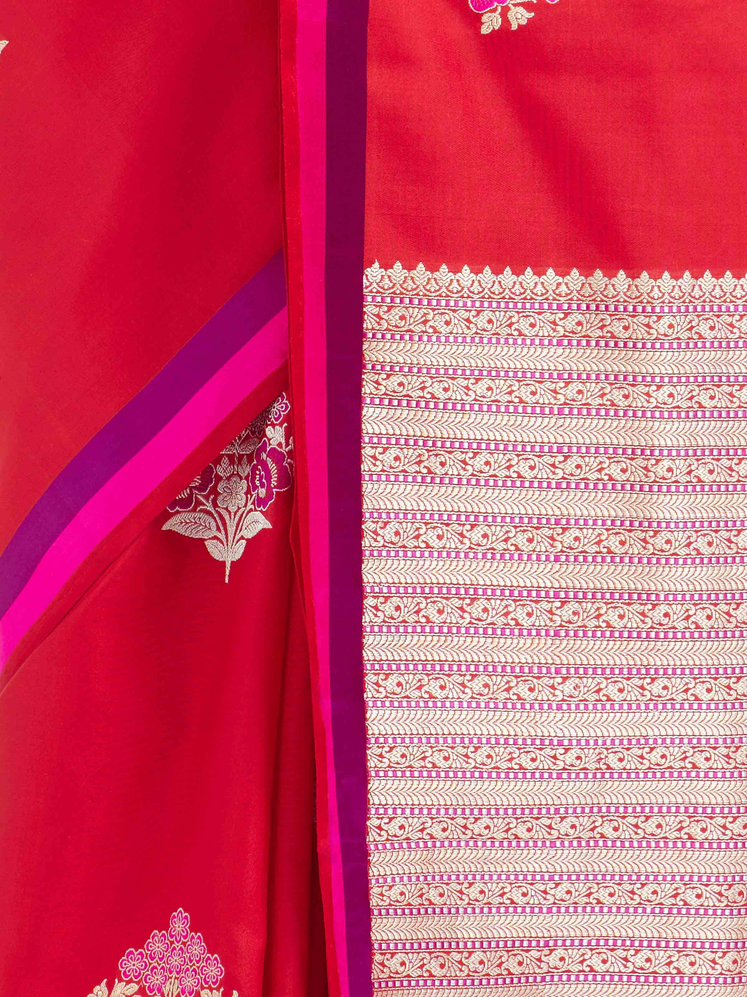 Red Banarasi Kadhwa Silk Saree