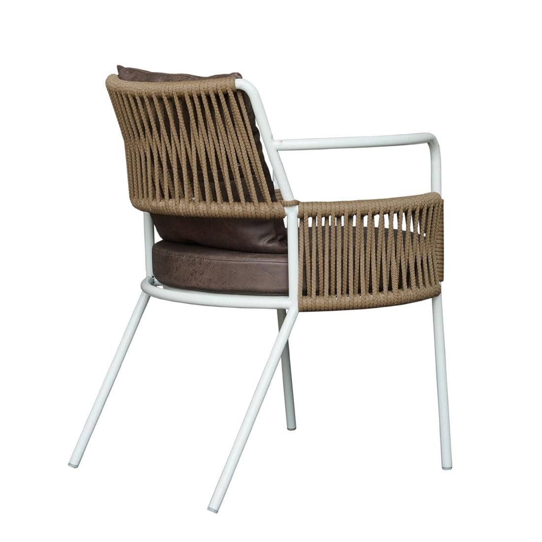 Paola Outdoor Accent Patio Weaving Chair in Ivory White