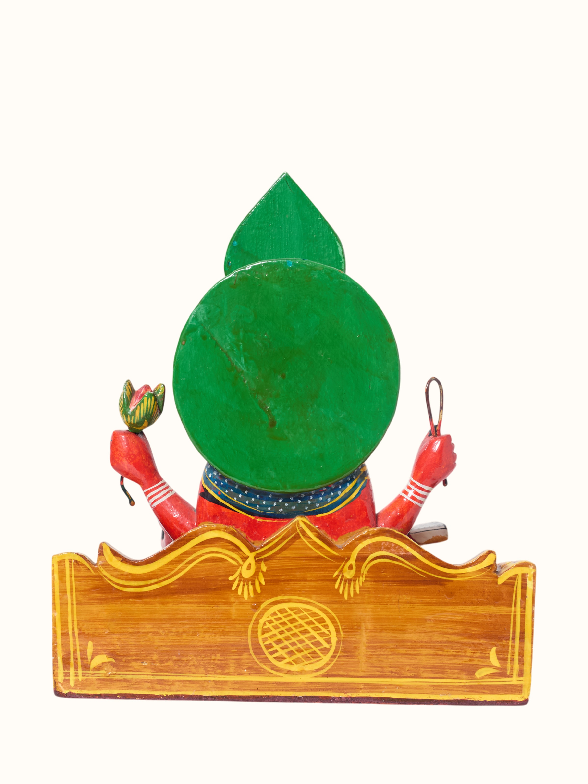 Wooden Red Ganesha Idol