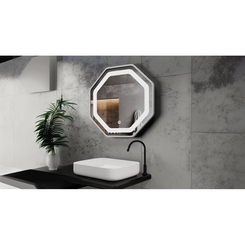 Aluminium LED Octagon Decorative wall mirror by elegant arts and frames (Mirror size 700mm)