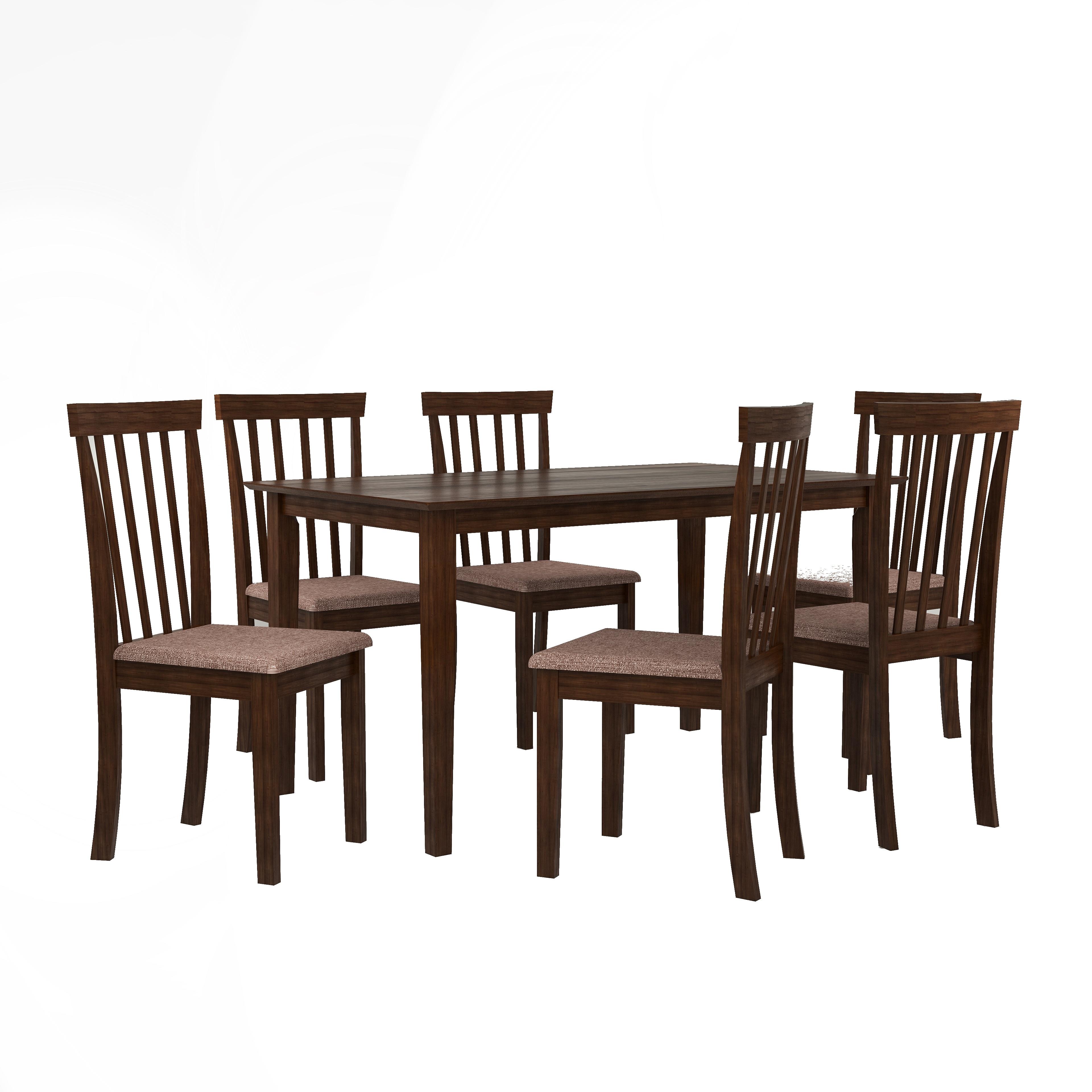 Houston 6 Seater Dining Set with 6 Chairs (Rubberwood, Dark Cappuccino Finish)
