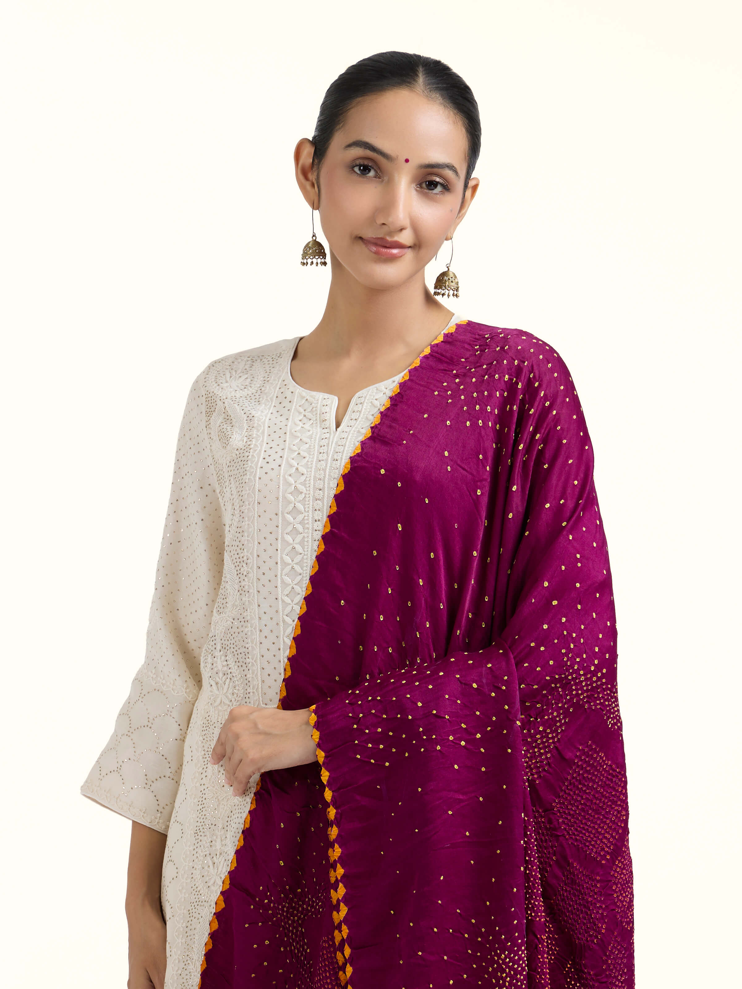 Purple Bandhani Tie & Dye Dupatta