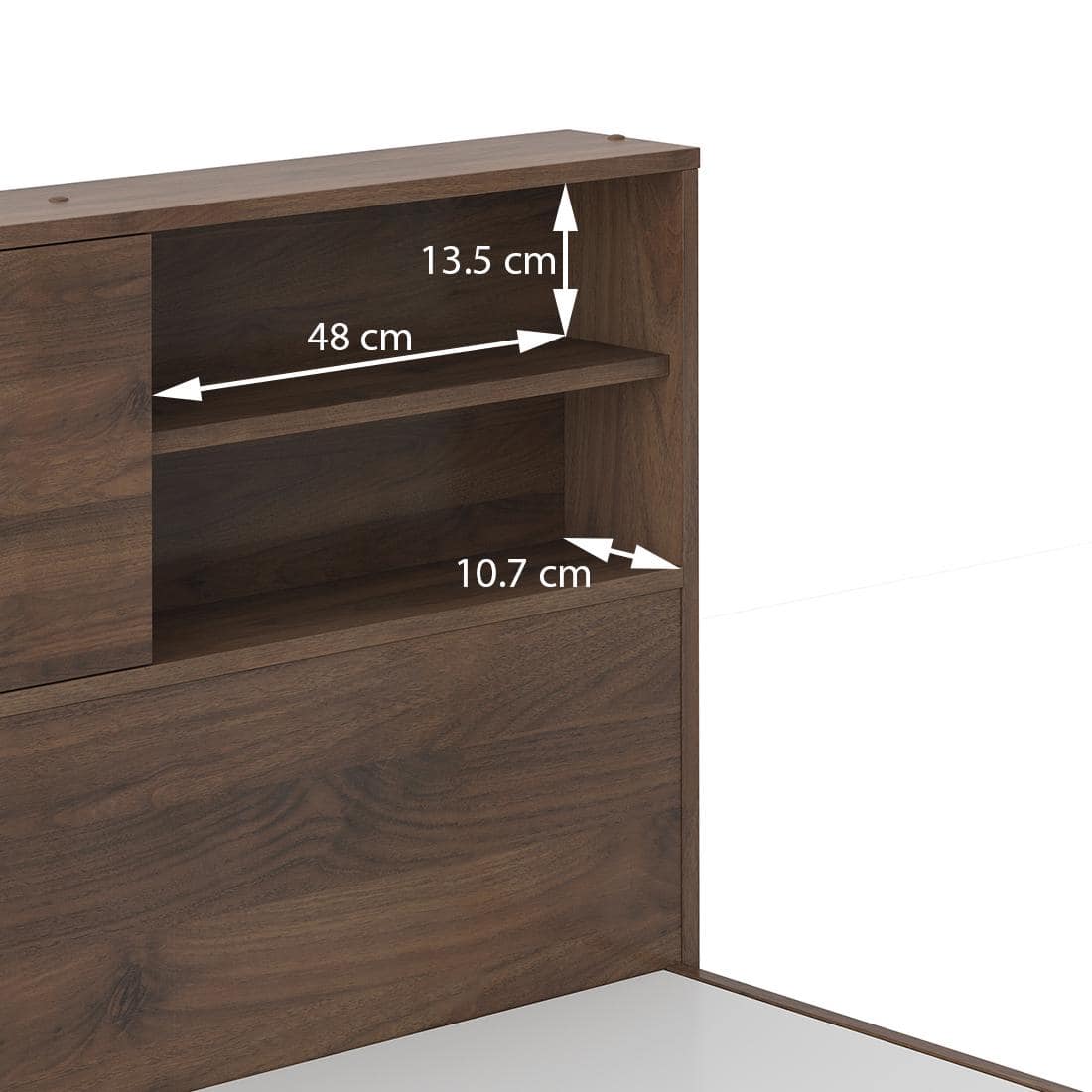 Amy Engineered Wood Single Size Box Storage Bed In Classic Walnut Finish