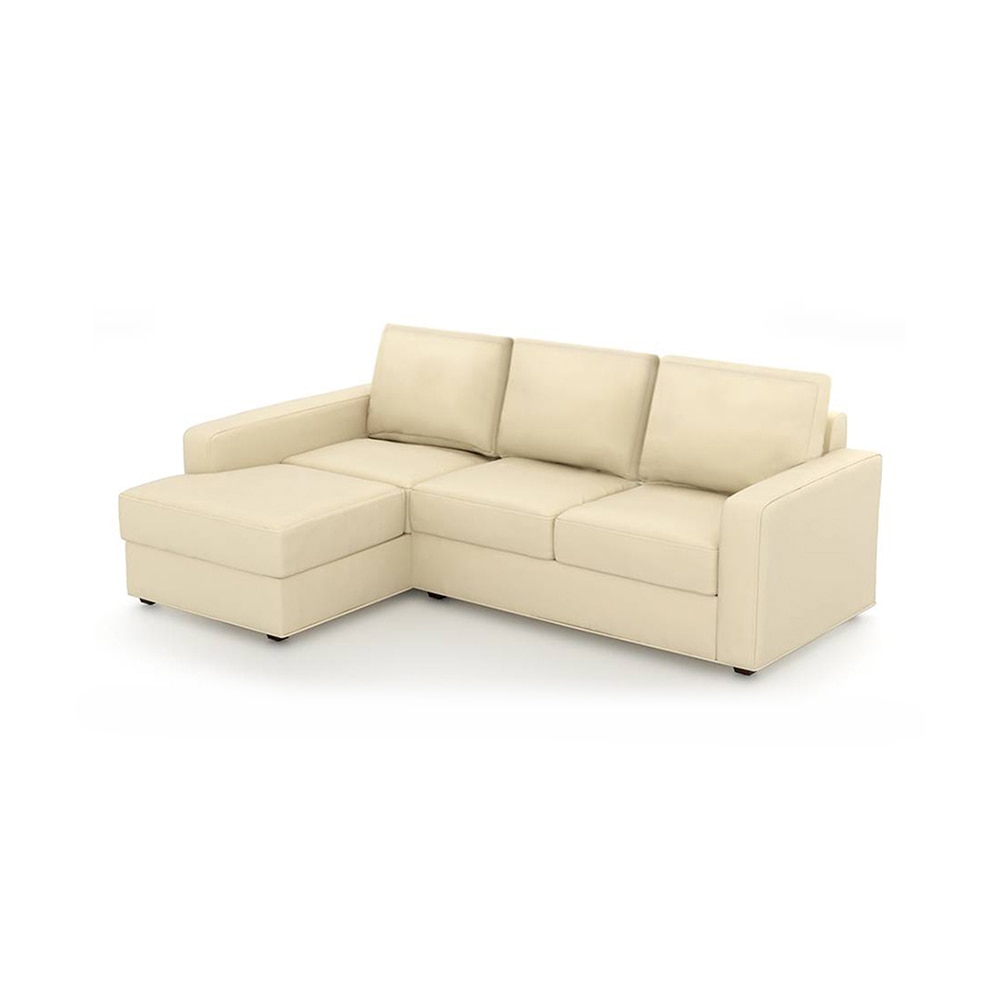 Apollo Compact Sofa (Colour : Cream, Cushion : Soft, Seating Capacity : Left Aligned 2 Seater + Left Aligned Chaise + Ottoman)