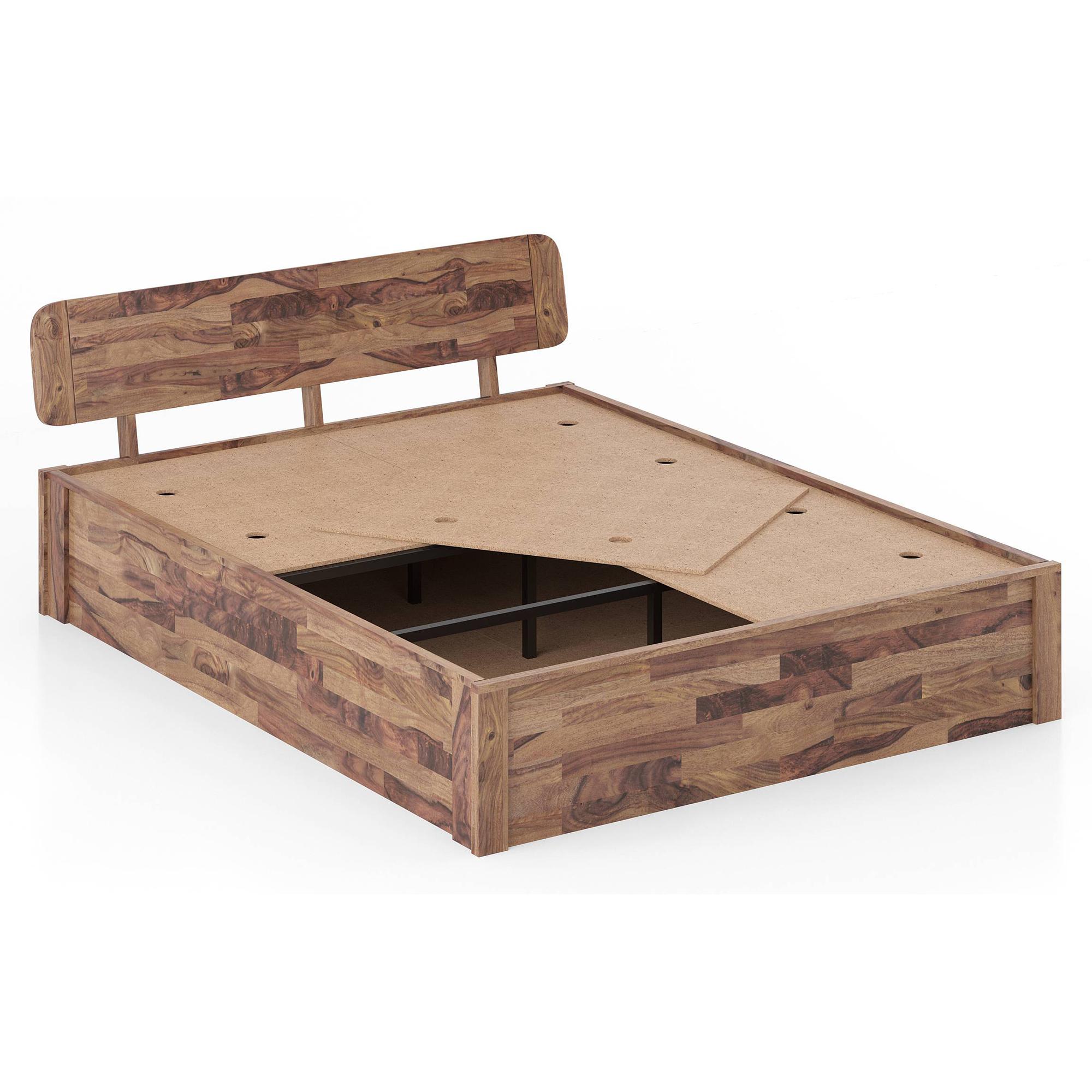 Lucy Queen Size Box Storage Bed Queen Size In Teak Finish