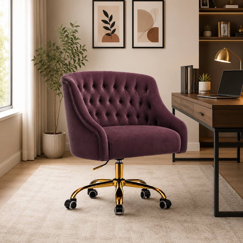 Doe Buck Clemence Modern Purple Tufted Velvet Office Chair