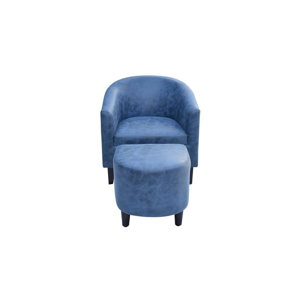Valencia Accent Chair With Ottoman & Cushion - Blue