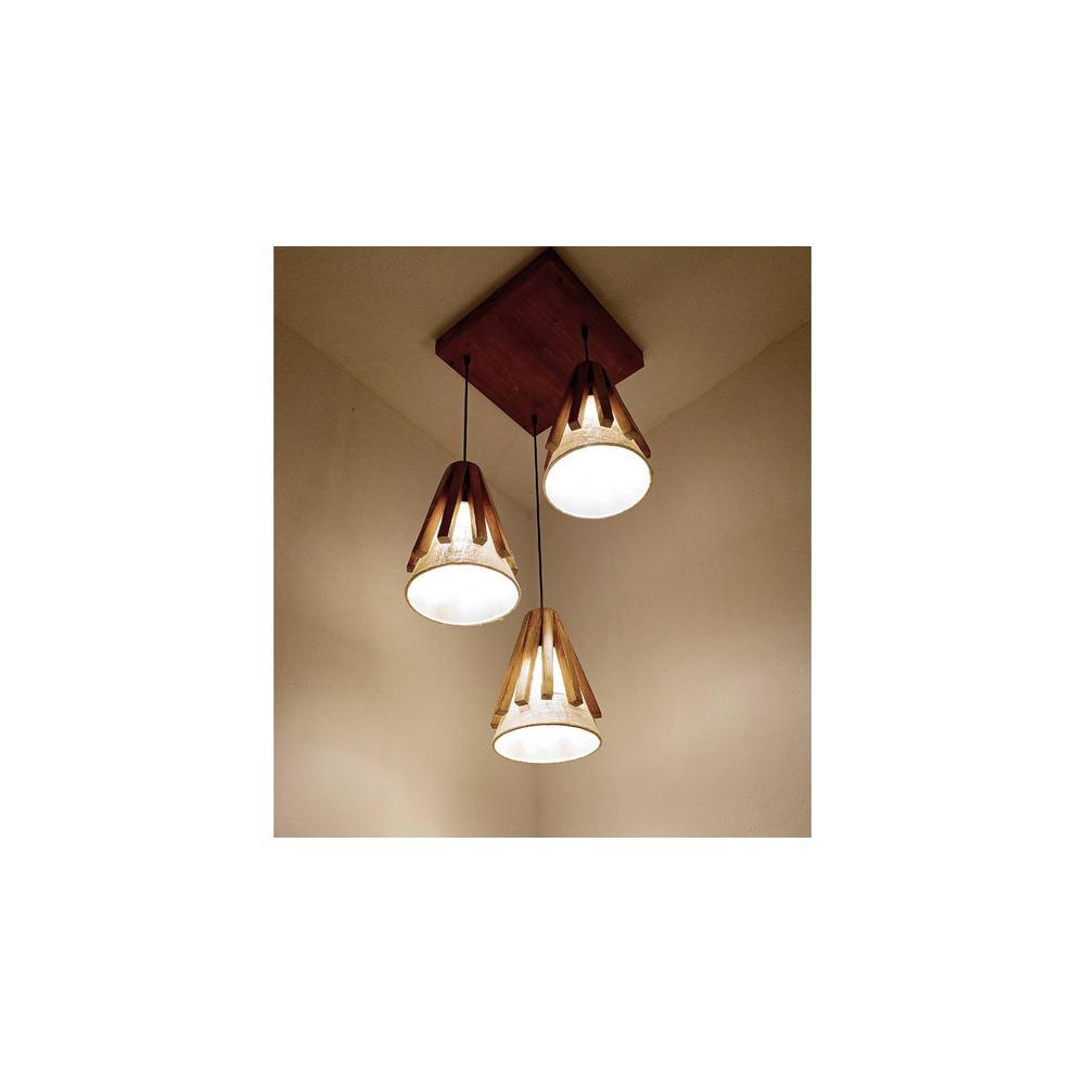 Flue Brown Solid Wood Cluster Hanging Light