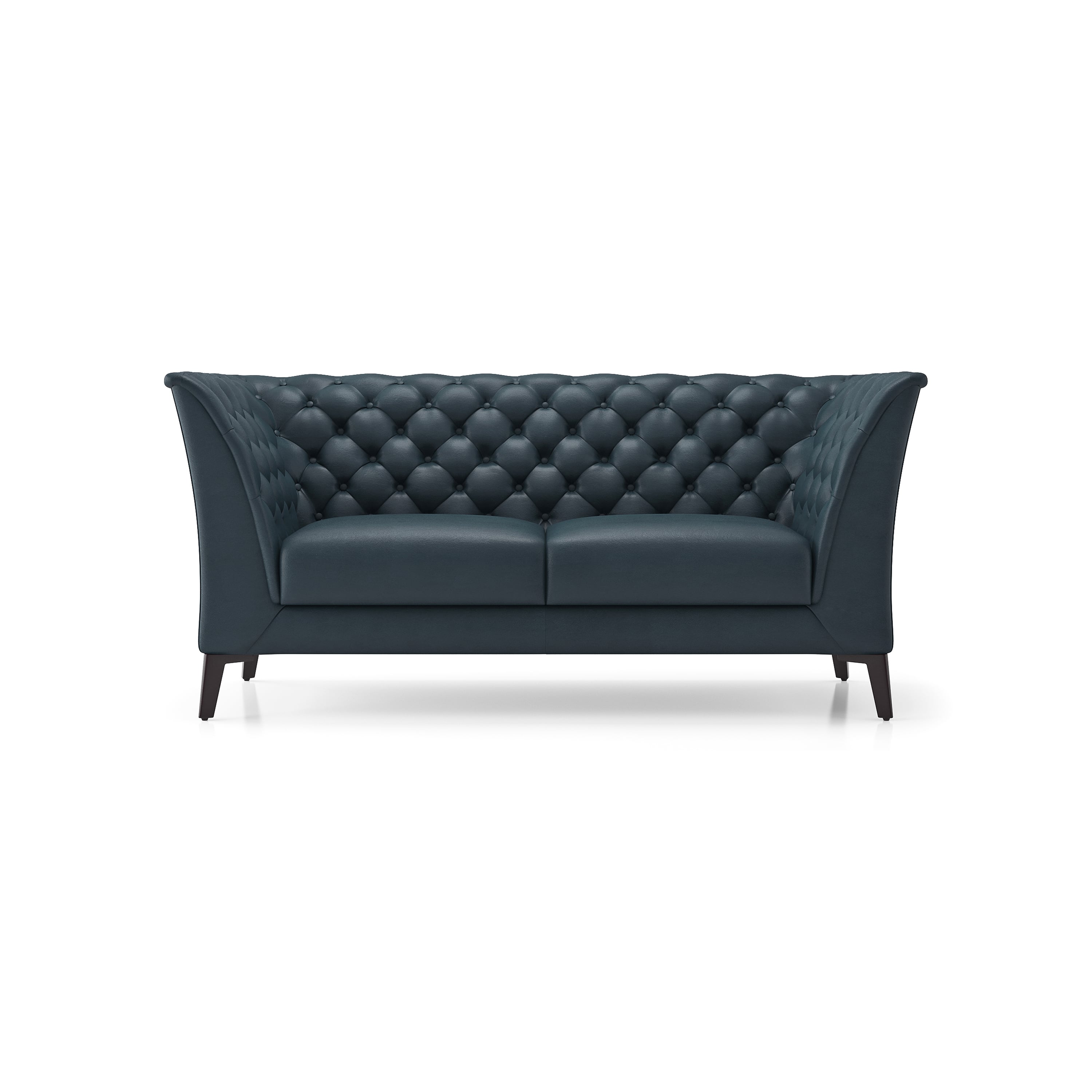 Weston 2 Seater Luxury Italian Leather Sofa In Aegean Sea