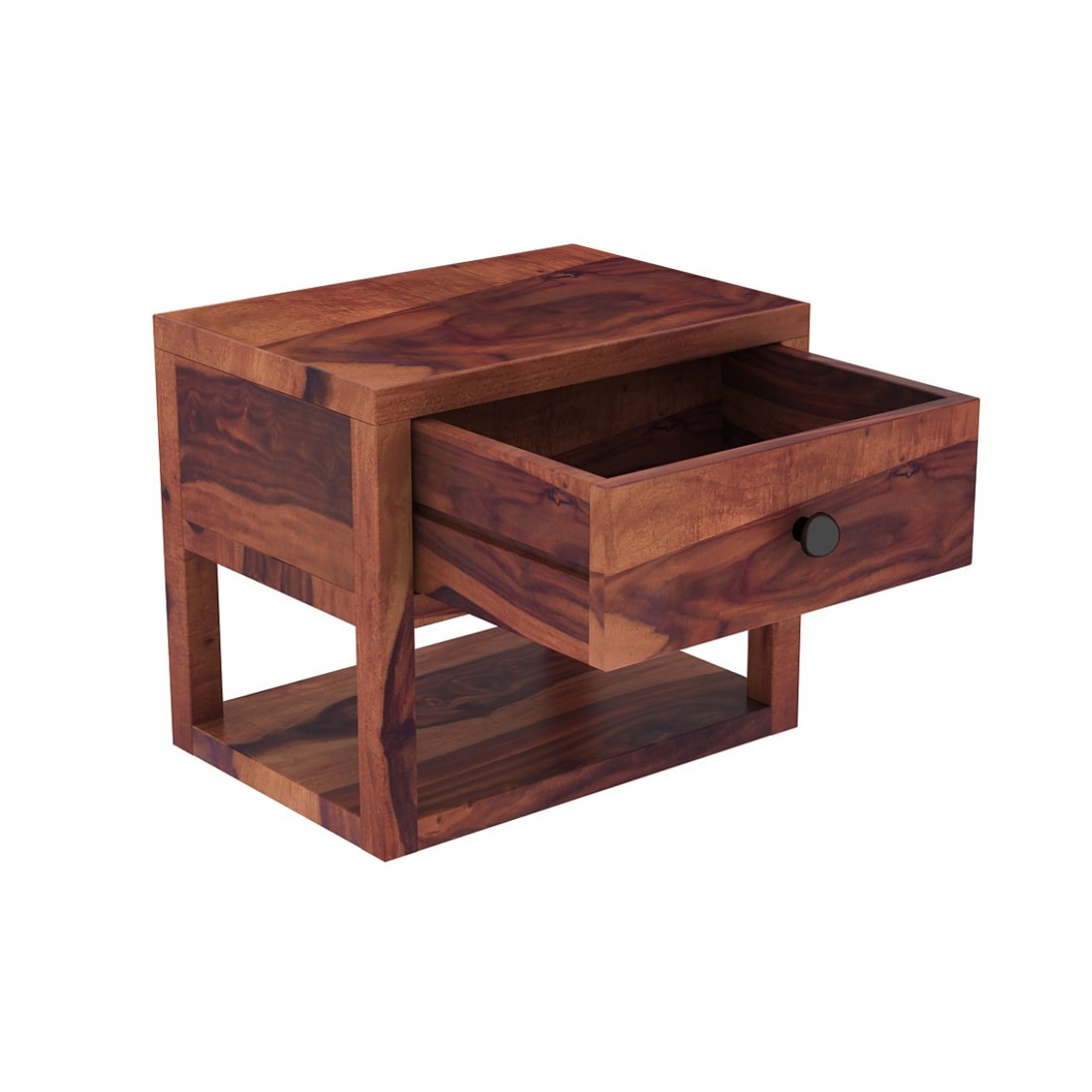 Stanfiled Solid Wood Bedside Table in Teak Finish