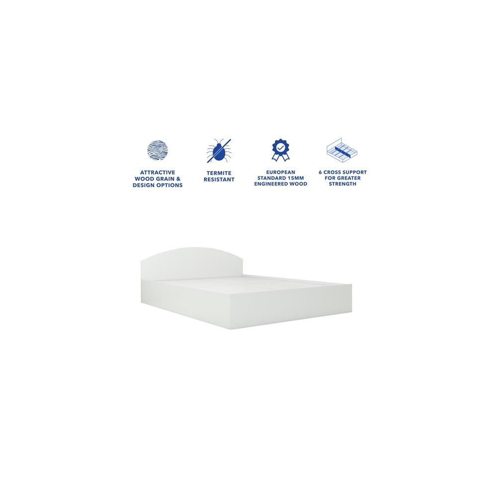 Daiki Engineered Wood Queen Size Bed In White Finish