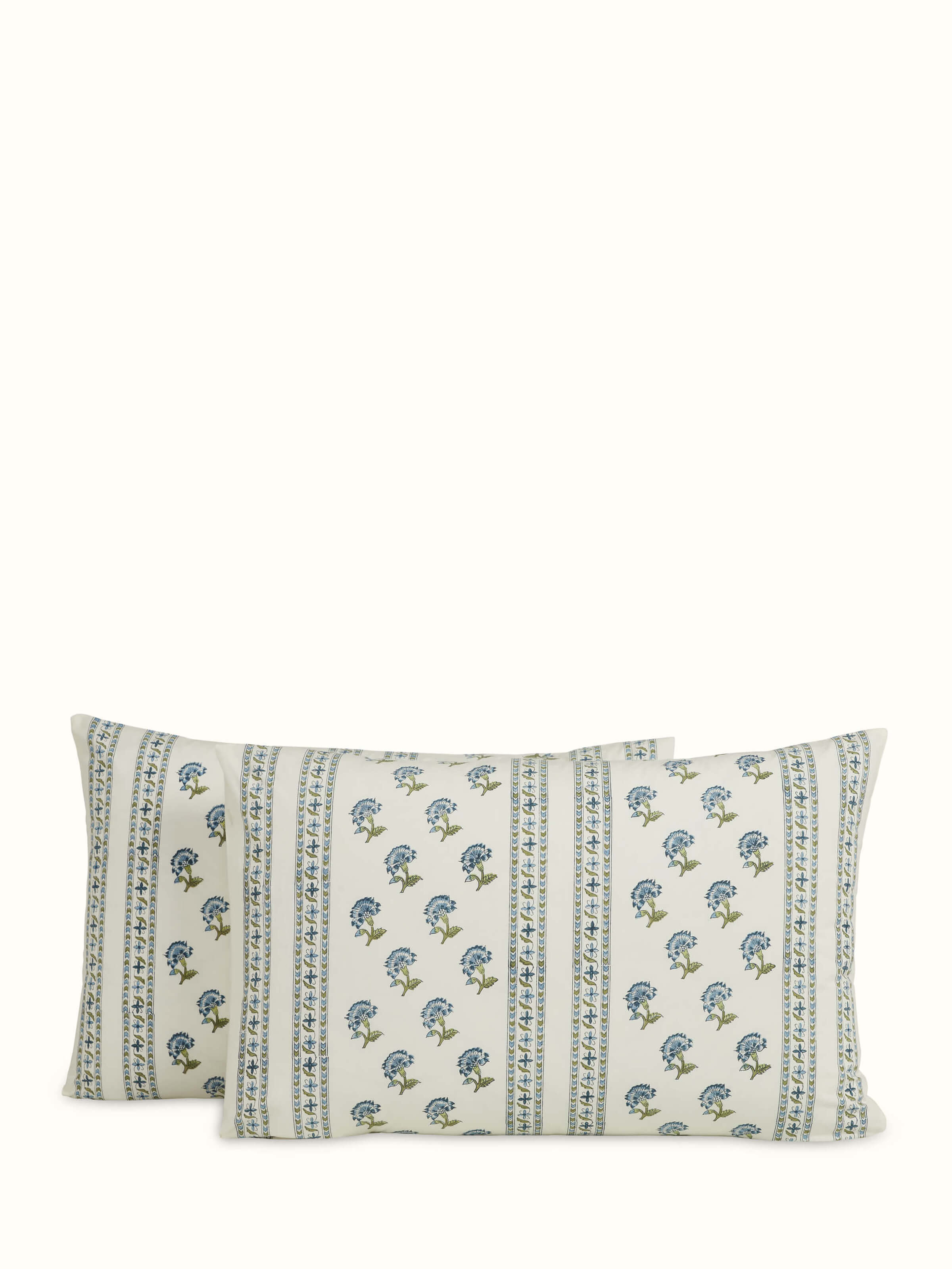 Aarunya Blue Buti Cotton Sanganeri Hand Block Print Pillow Cases (2 Pcs)