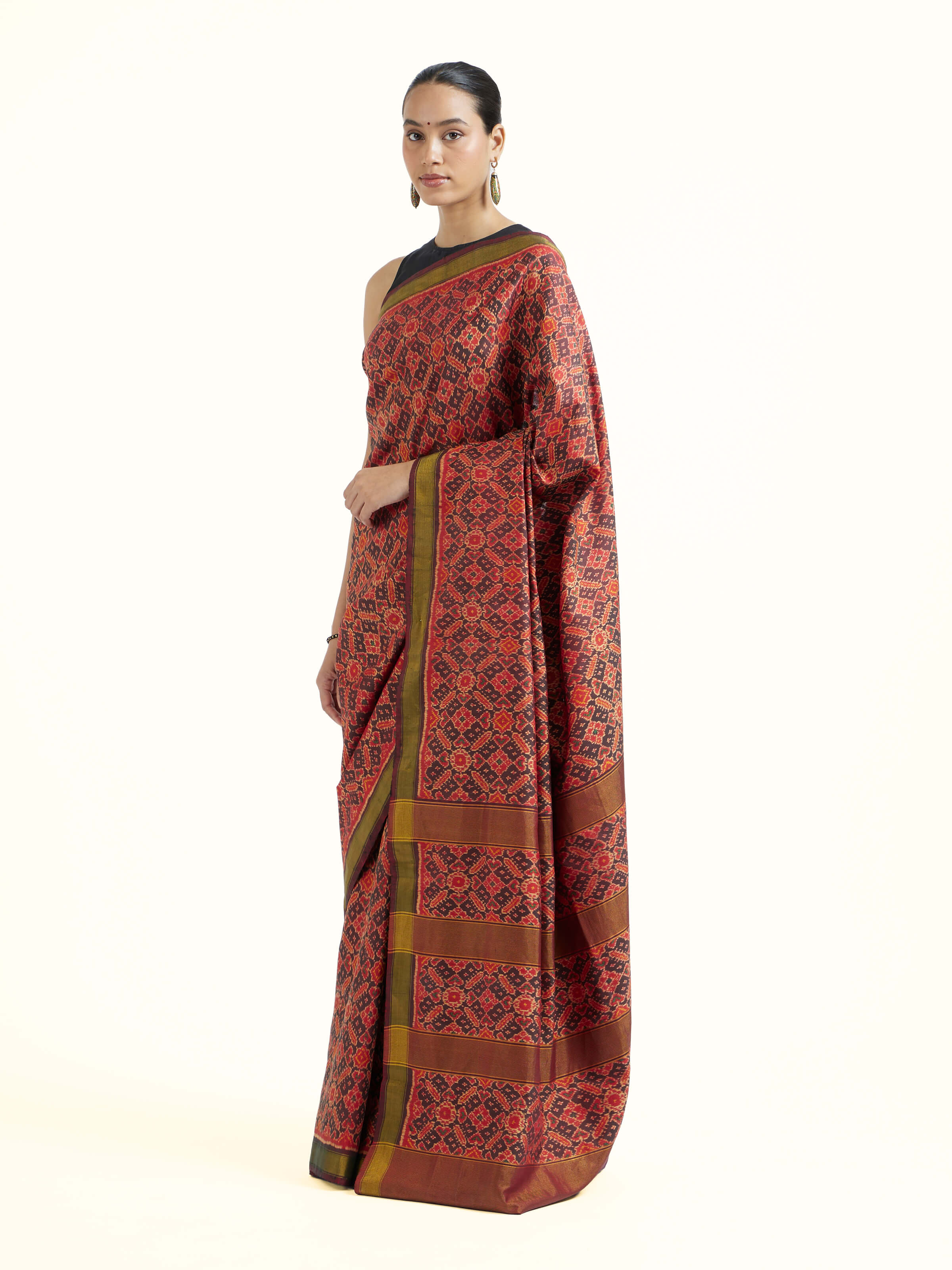 Angled view of the Rajkot Micro Patola Saree