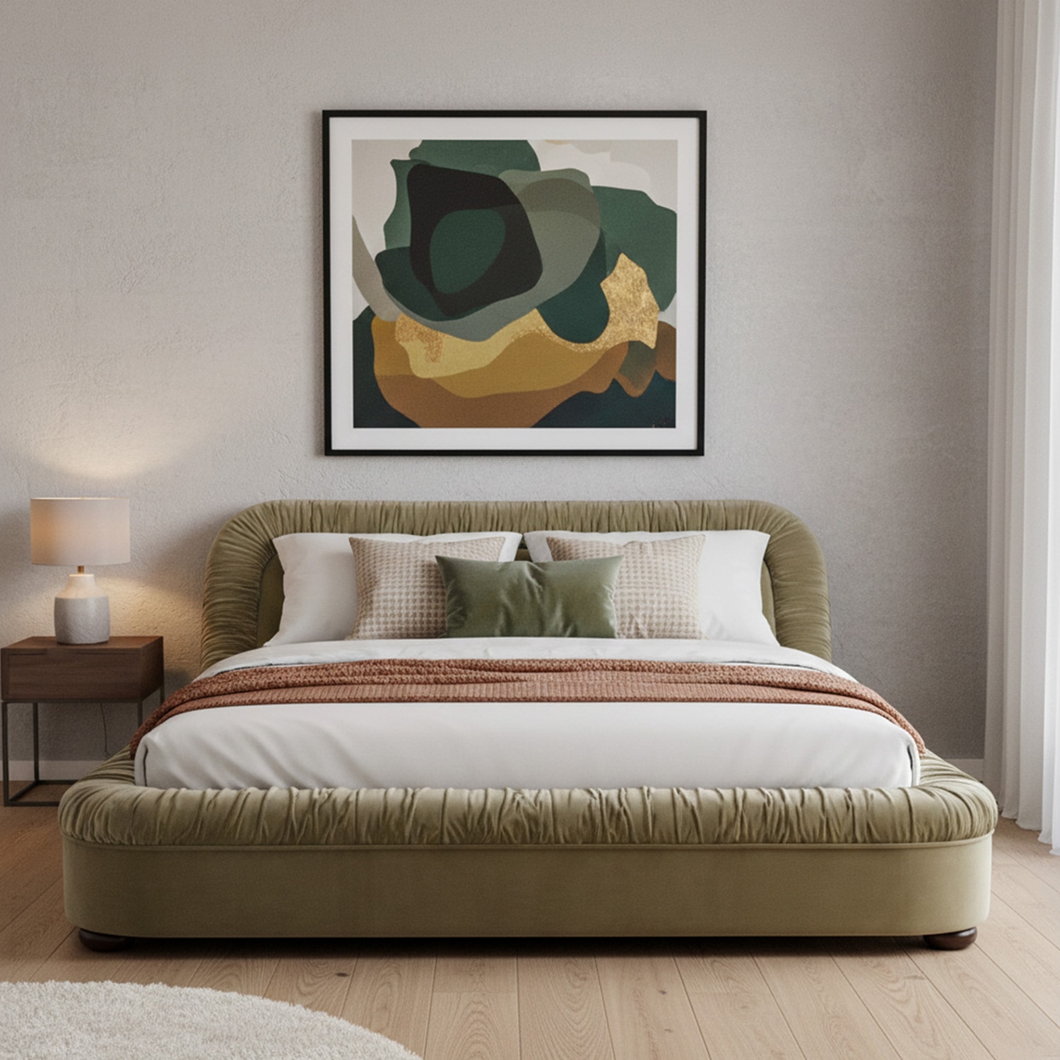 Casa Haven Relax Queen Size Bed in velvet With Engineered Hardwood Frame & Hydraulic Storage - Nestroots