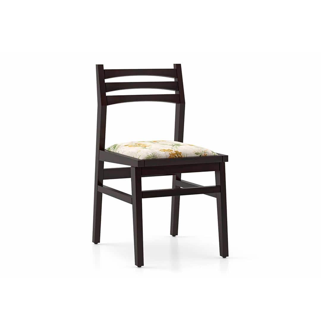 Arabia Leon Solid Wood 4 Seater Dining Table With Set Of 4 Chairs (Colour- Mustard Florals, Finish- Mahogany)