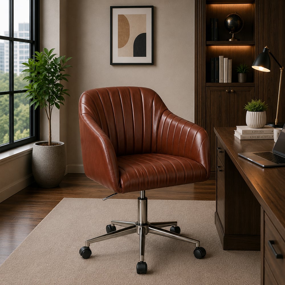 Doe Buck Colm Modern Brown Leatherette Office Chair