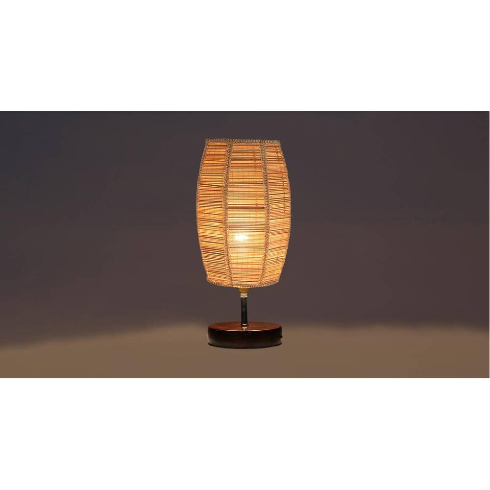 Kona Dholak Bamboo table lamp with brown wood base