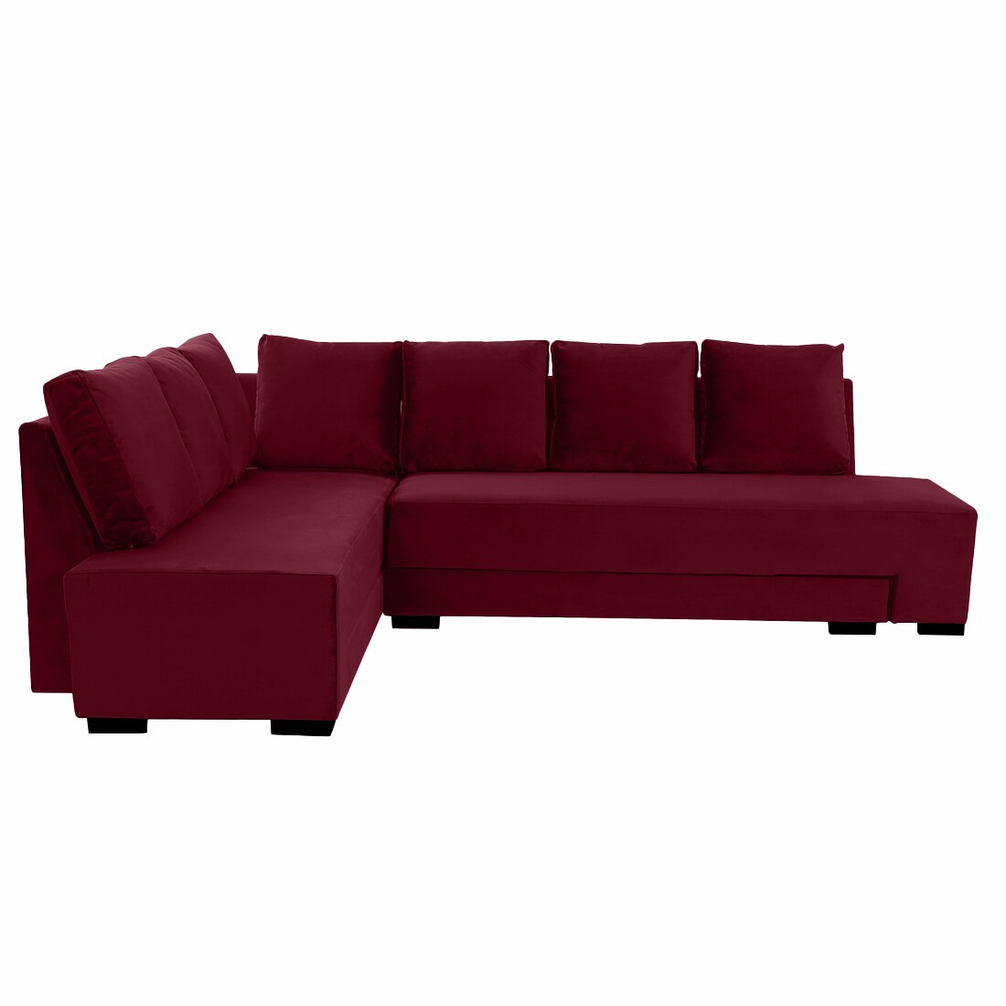 Melo 3 Seater Left Sectional Velvet Sofa Cum Bed in Maroon colour