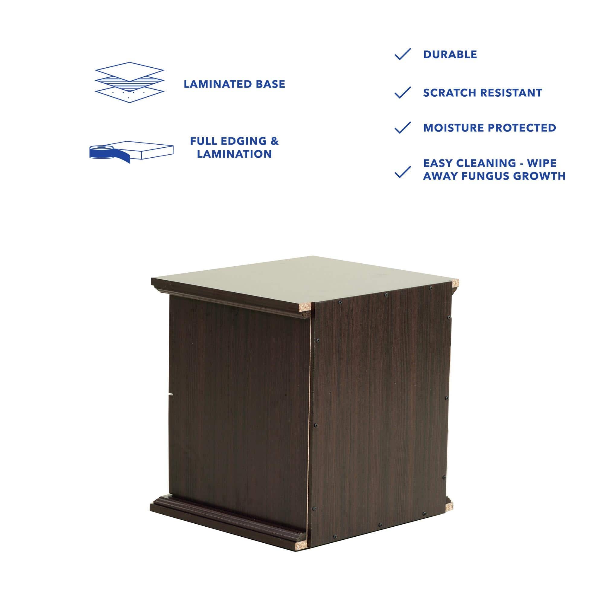 Taro Engineered Wood Bedside Table In Walnut Finish