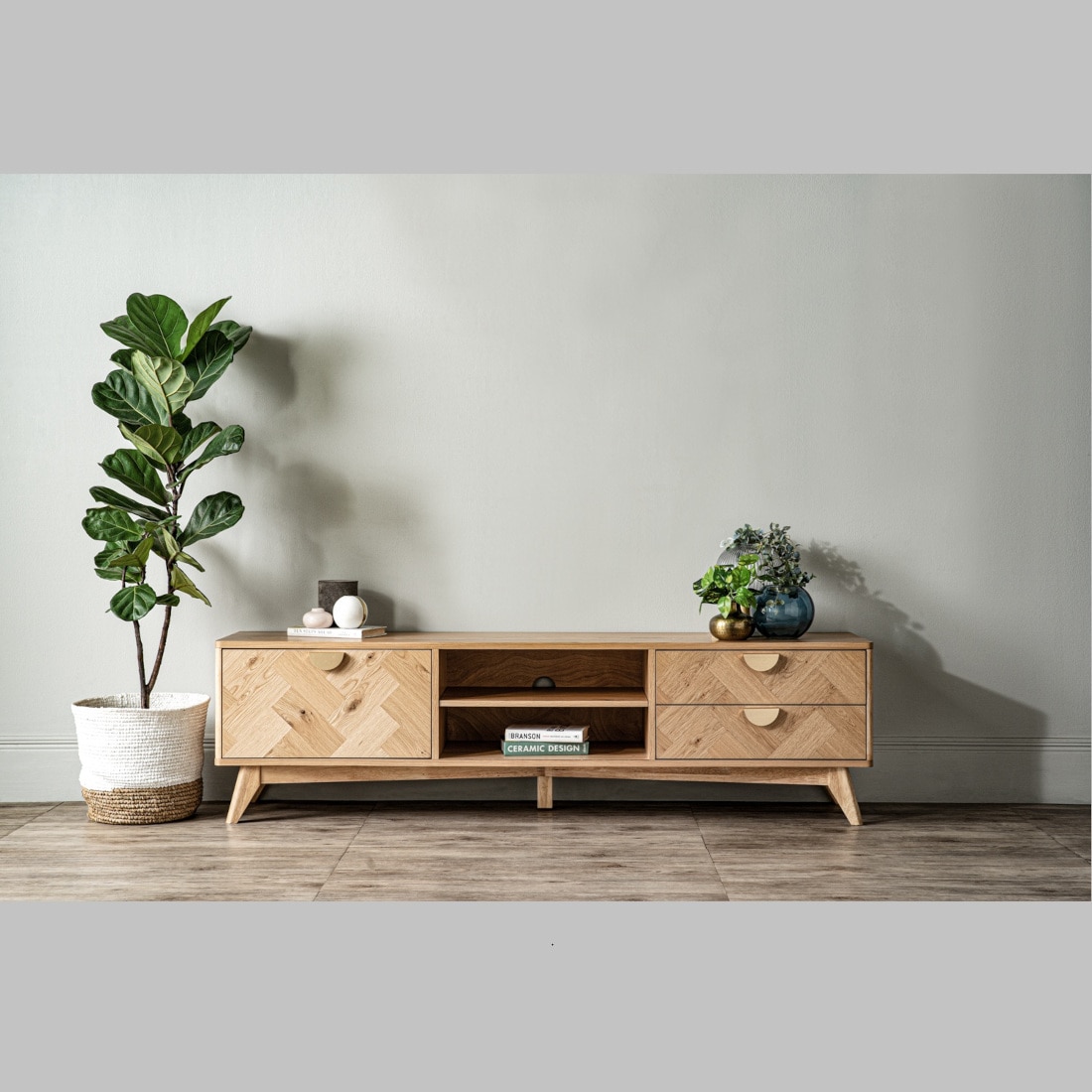 Scandinavian Loftus TV Cabinet Natural Wood Finish - Nestnordic