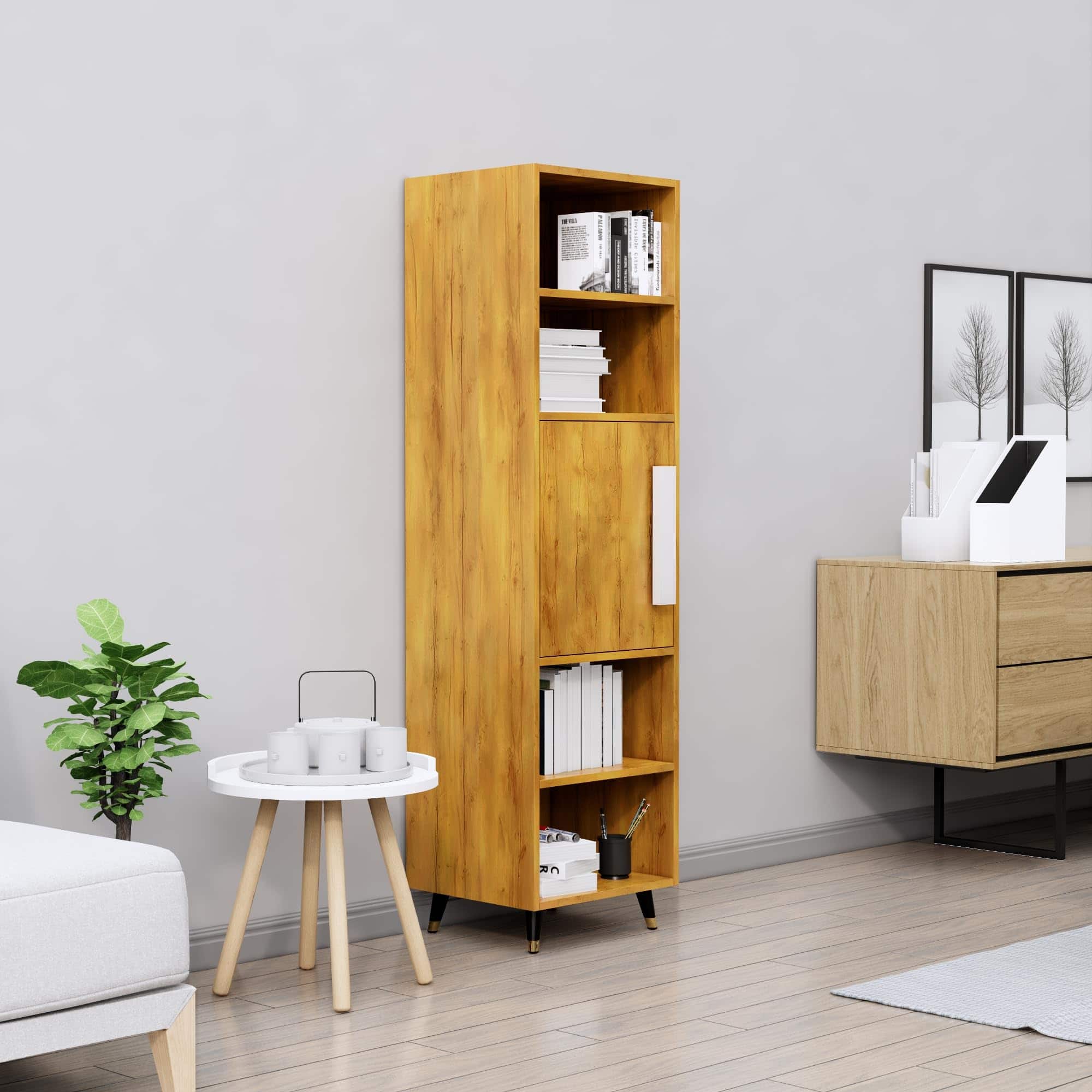 Hexa Engineered Wood Bookshelf Multipurpose Storage Rack in Giant Wood Colour - HexaRed