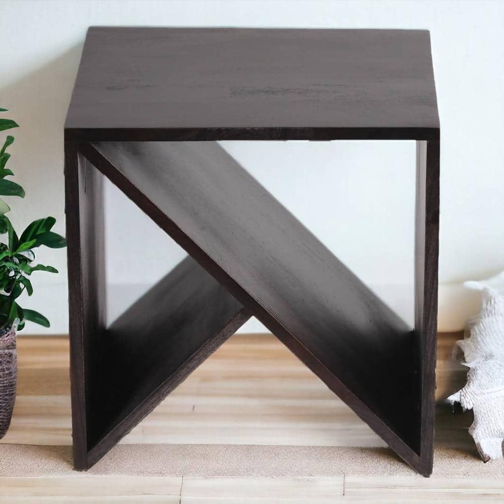 Noah Sheesham Wood Corner Table in Mahogany Finish