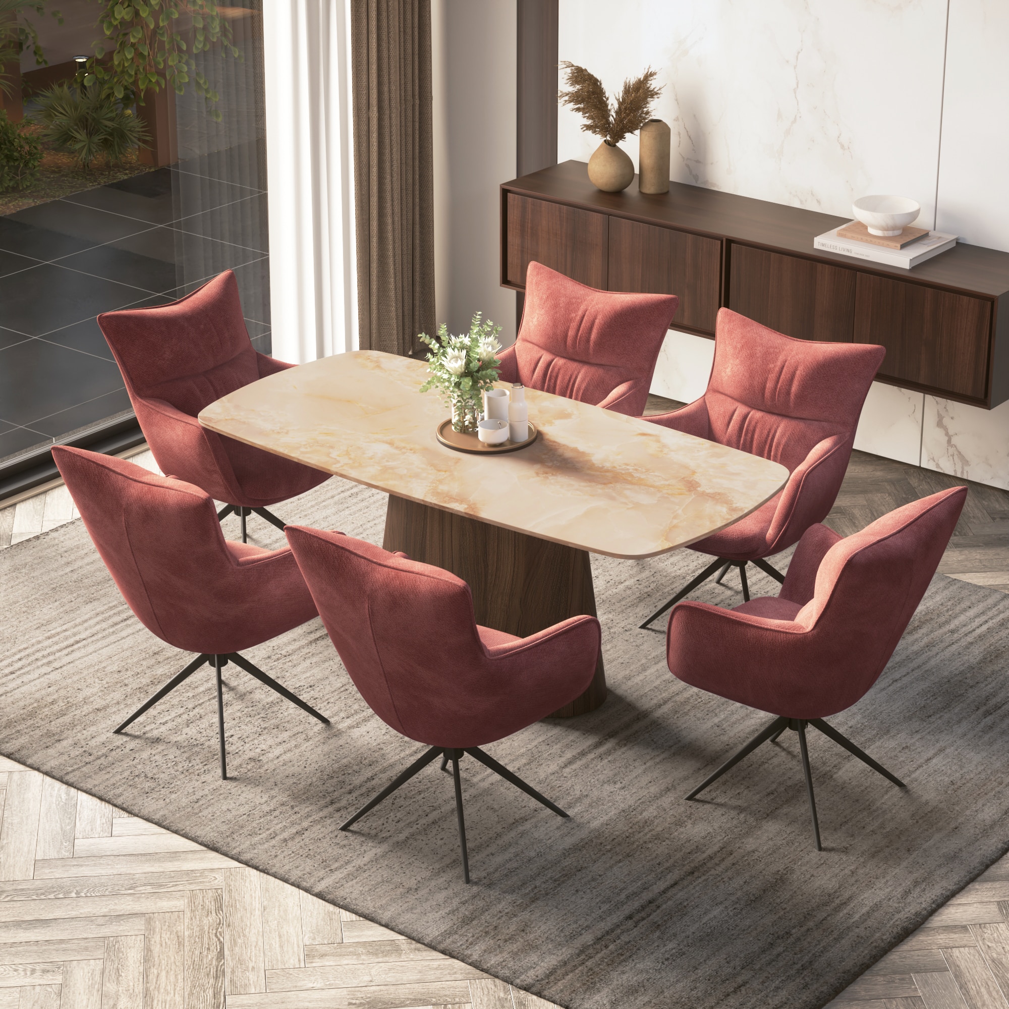 Nola 6 Seater Dining Table With Set of 3  Beck Dining Chair