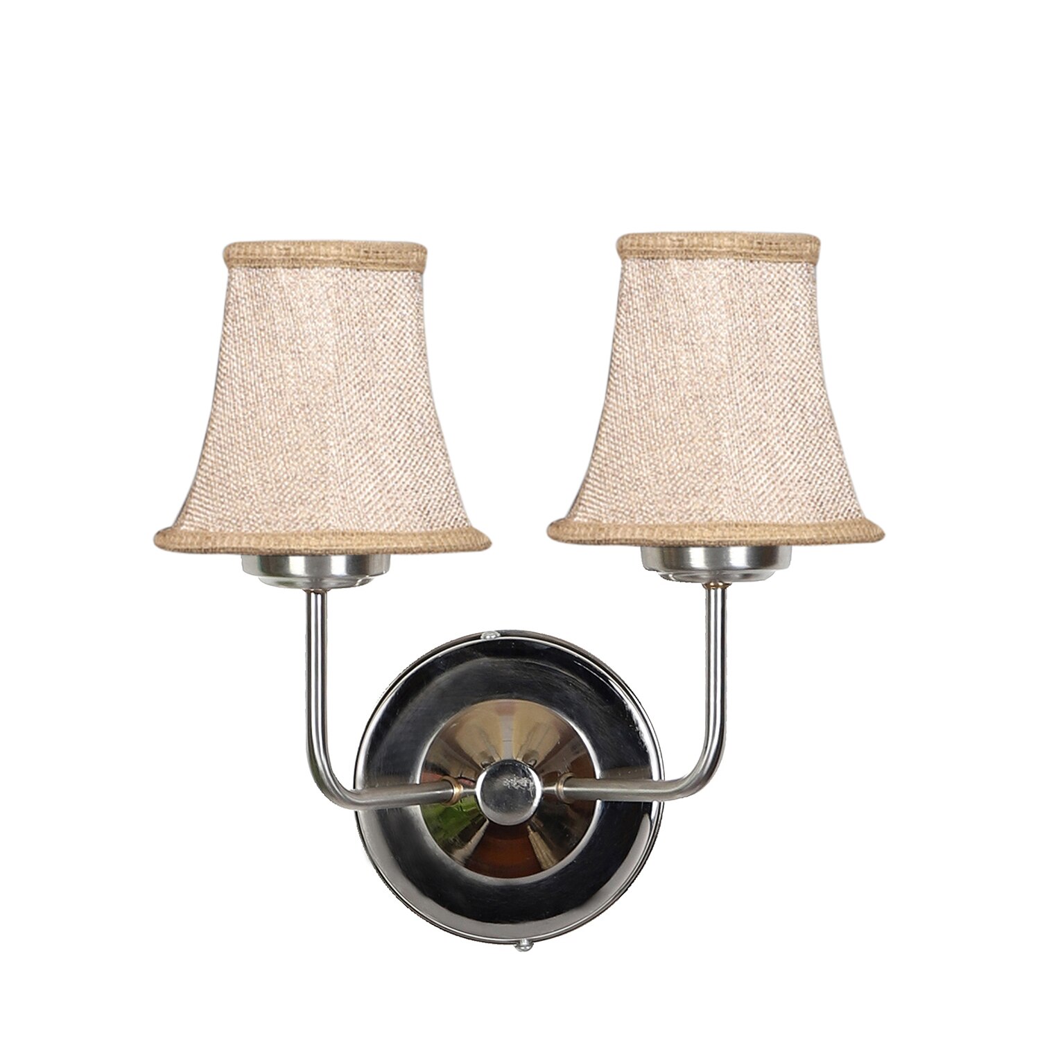 Devansh Dual Steel Metal  Wallmounted Lamp With Beige Jute  Shade